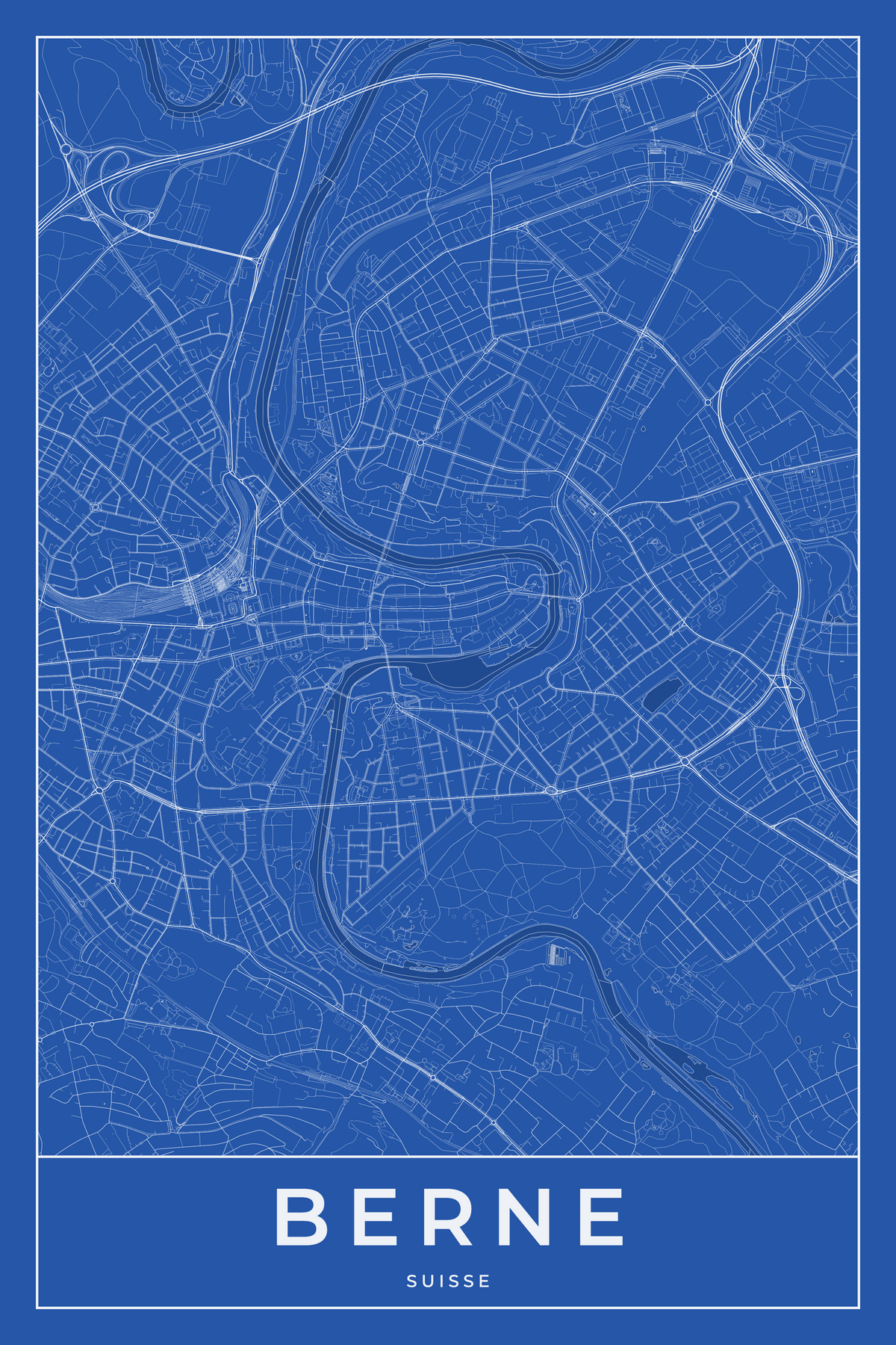 Carte de Berne bleue - Affiche personnalisée