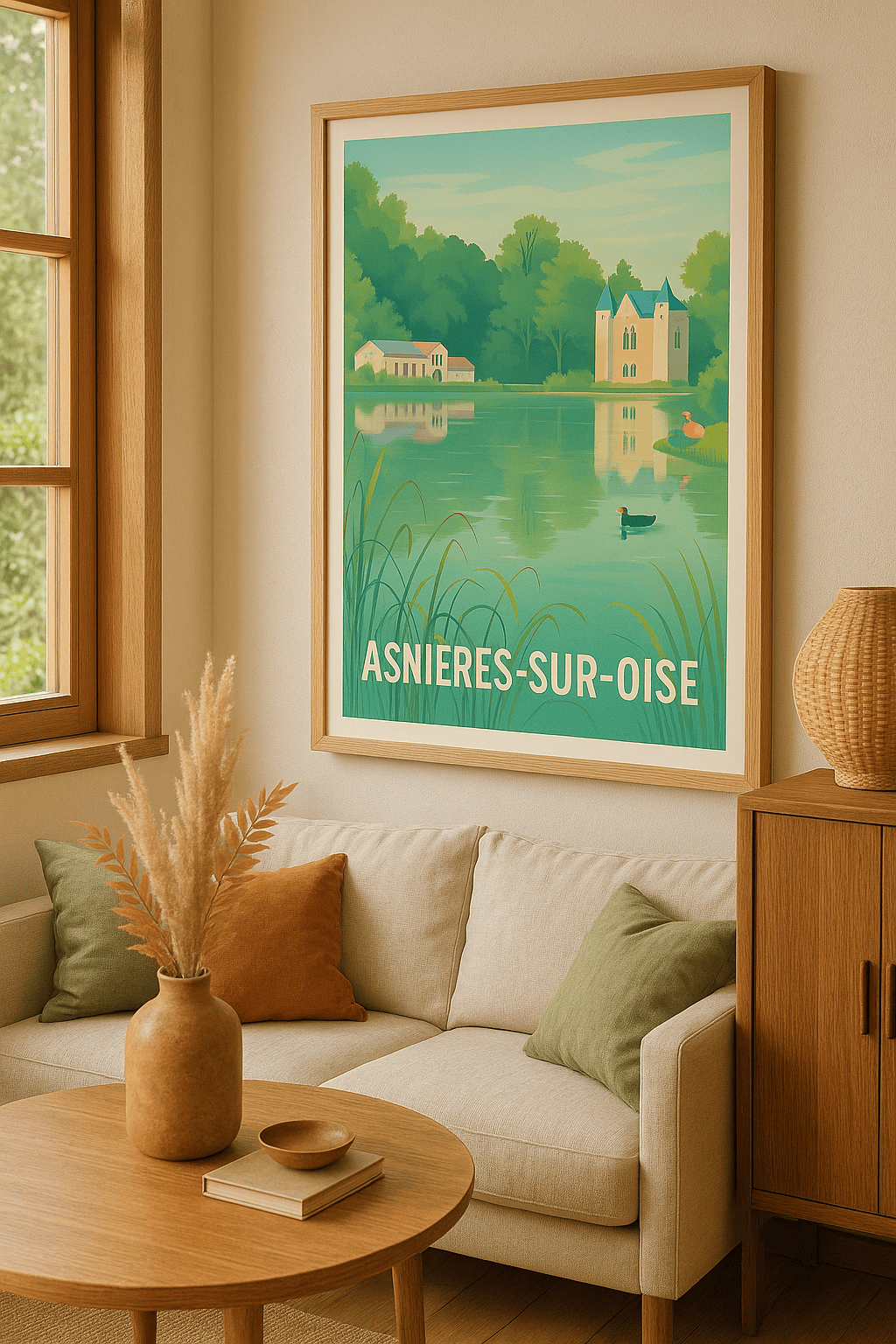 Affiche Asnières-sur-Oise — Charme paisible au bord de l'eau · poster d'art de Asnières-sur-Oise