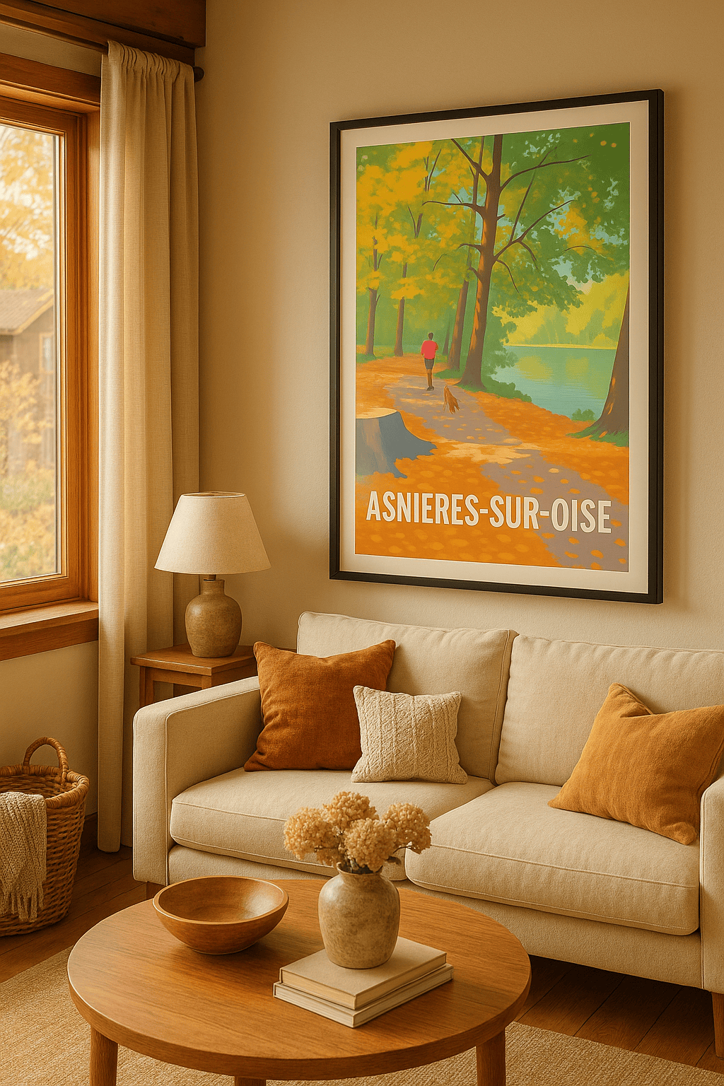 Affiche Asnières-sur-Oise — Promenade en forêt au bord de l'eau · poster d'art de Asnières-sur-Oise