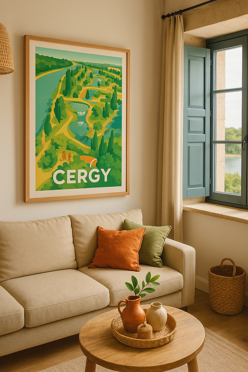 Val-d'Oise France Affiche de Cergy - Havre de nature et loisirs au fil de l'eau