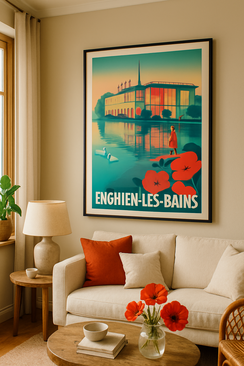 Affiche Enghien-les-Bains — Élégance au bord de l'eau · poster d'art de Enghien-les-Bains