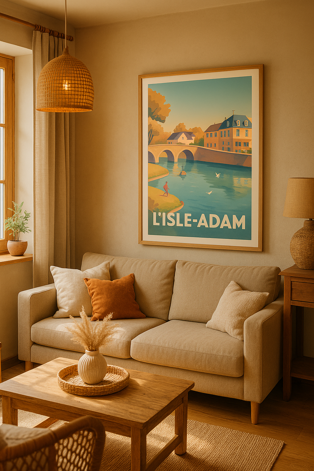 Val-d'Oise France Affiche de L'Isle-Adam - Charme et sérénité au bord de l'eau