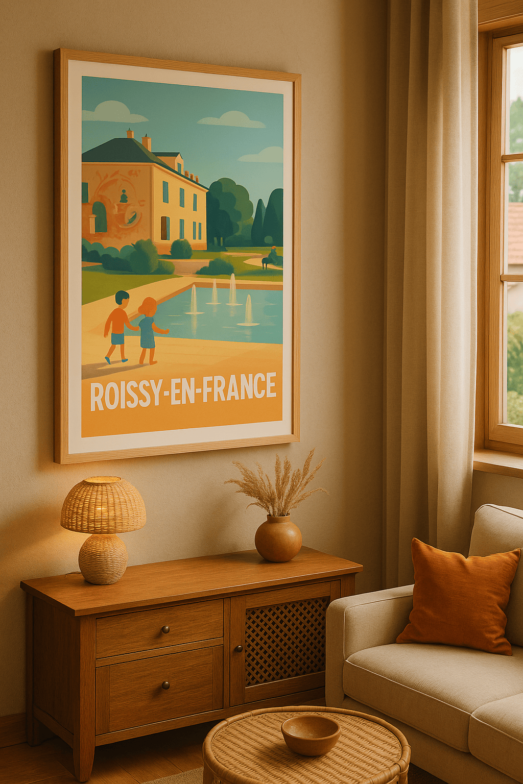 Affiche Roissy-en-France — Ambiance paisible au jardin public · poster d'art de Roissy-en-France