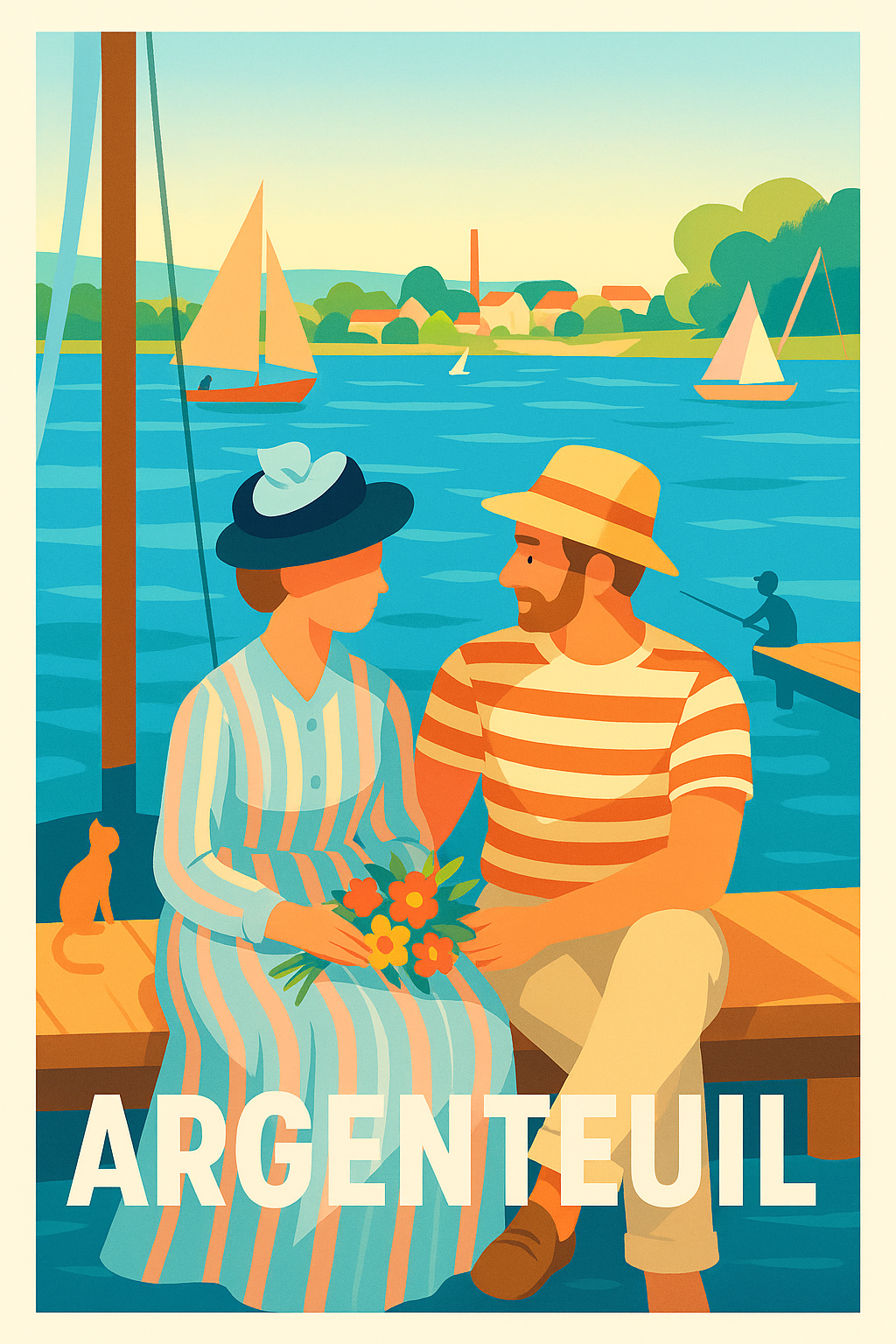 Val-d'Oise France Pas de Cadre / 20 × 30cm Affiche Argenteuil - Douceur et romance au bord de l'eau