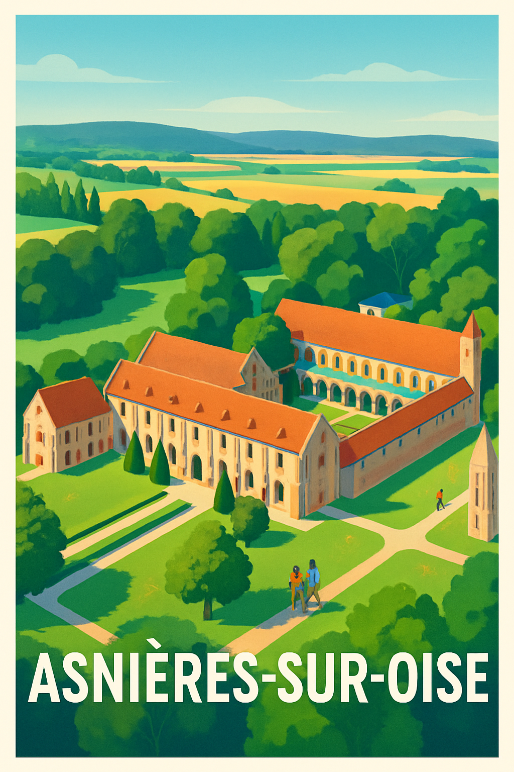 Affiche Asnières-sur-Oise — Tranquillité et patrimoine en harmonie · poster d'art de Asnières-sur-Oise