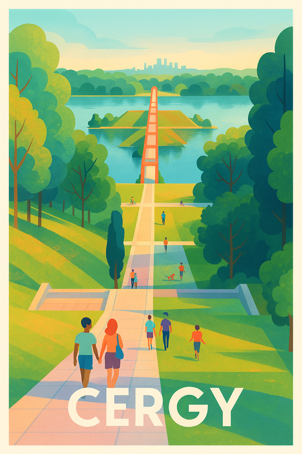 Val-d'Oise France Pas de Cadre / 20 × 30cm Affiche de Cergy - L'évasion au cœur de la nature urbaine