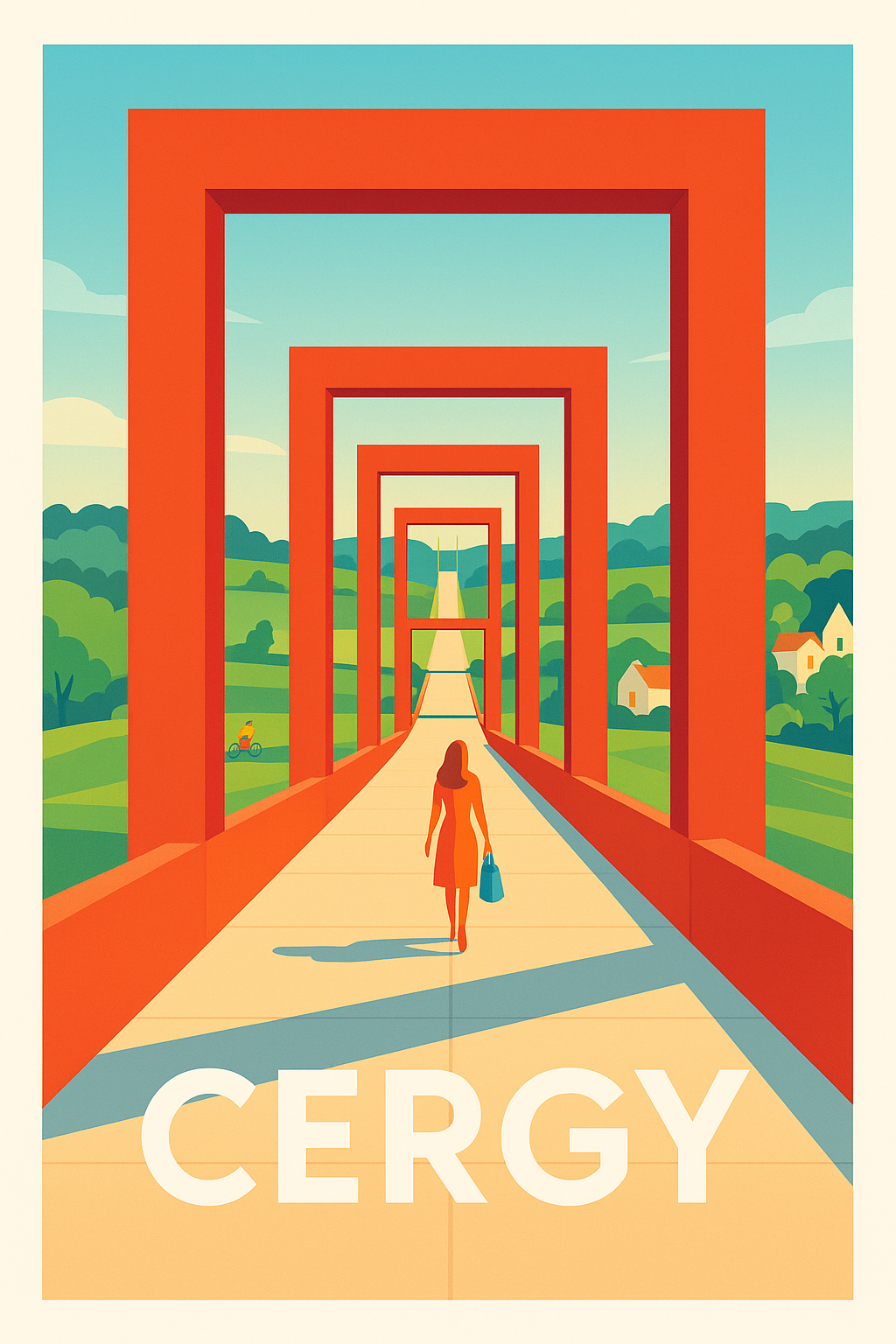 Val-d'Oise France Pas de Cadre / 20 × 30cm Affiche de Cergy - Voyage au cœur de l'art moderne