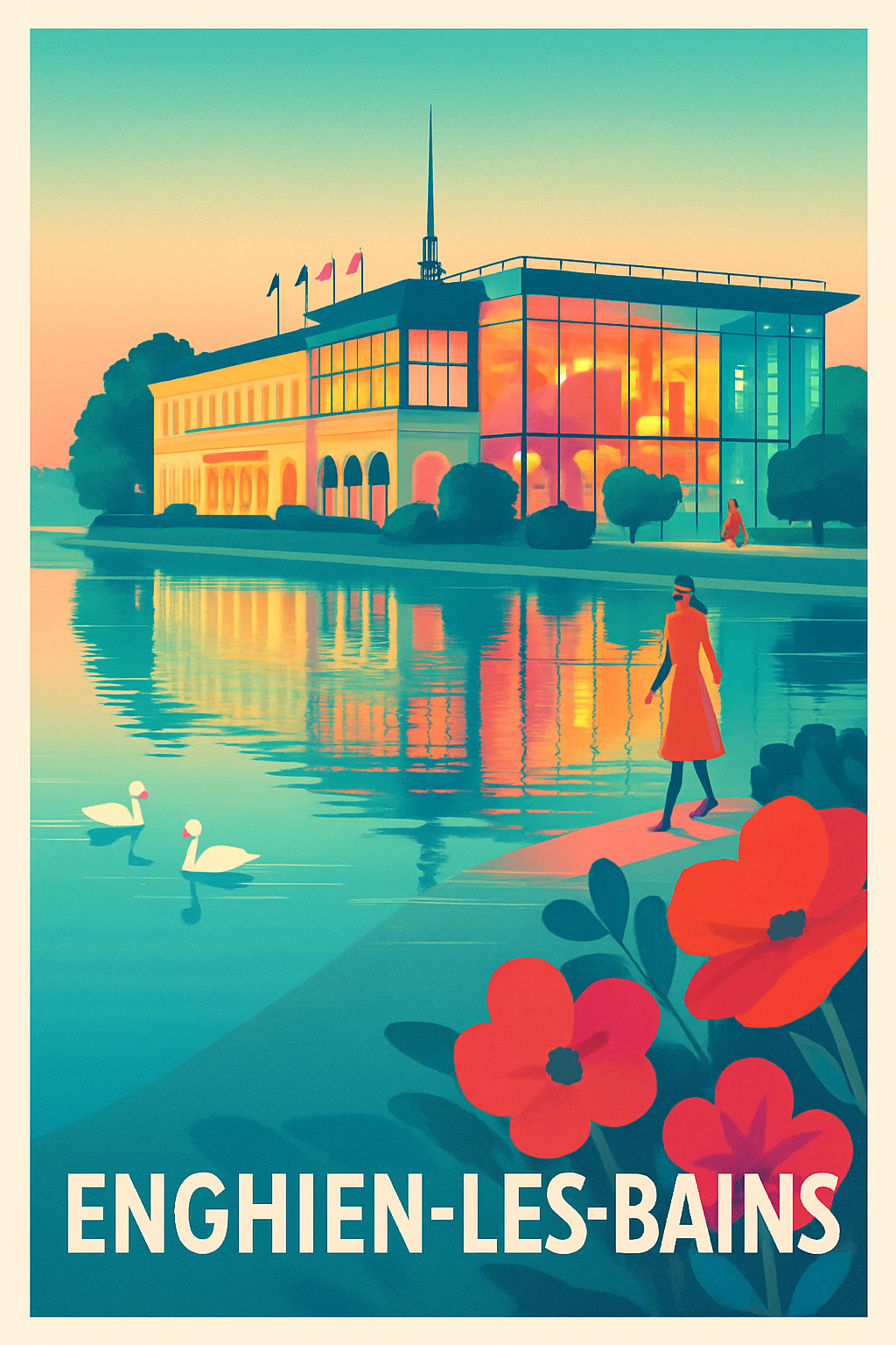 Affiche Enghien-les-Bains — Élégance au bord de l'eau · poster d'art de Enghien-les-Bains