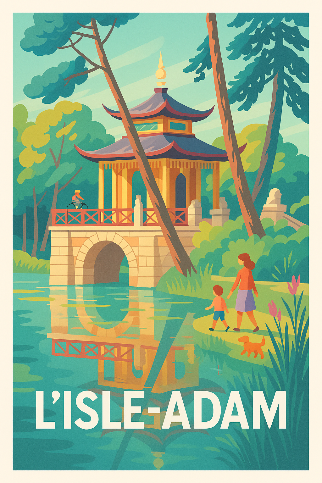 Val-d'Oise France Pas de Cadre / 20 × 30cm Affiche de L'Isle-Adam - Harmonie paisible au bord de l'eau