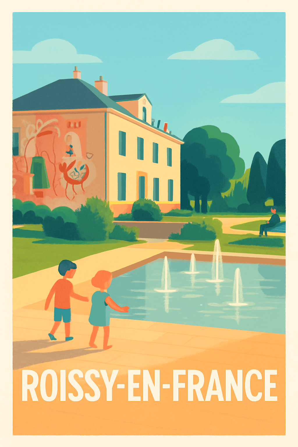 Affiche Roissy-en-France — Ambiance paisible au jardin public · poster d'art de Roissy-en-France