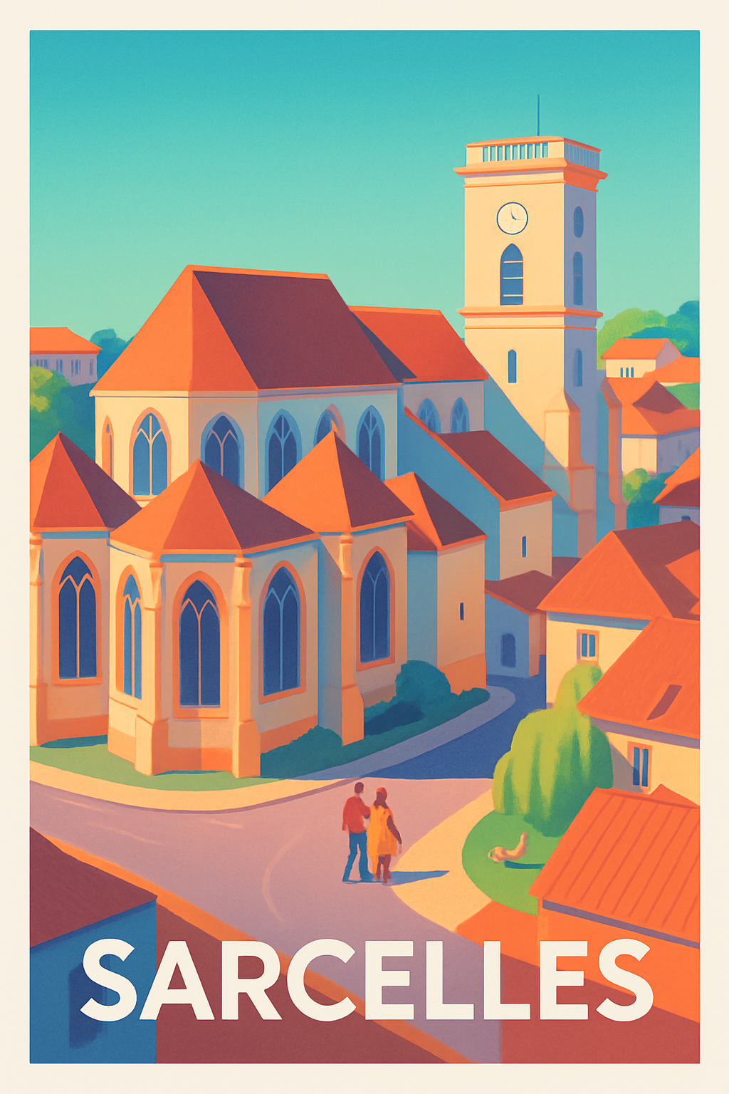 Val-d'Oise France Pas de Cadre / 20 × 30cm Affiche de Sarcelles - Charme et sérénité au cœur de la ville