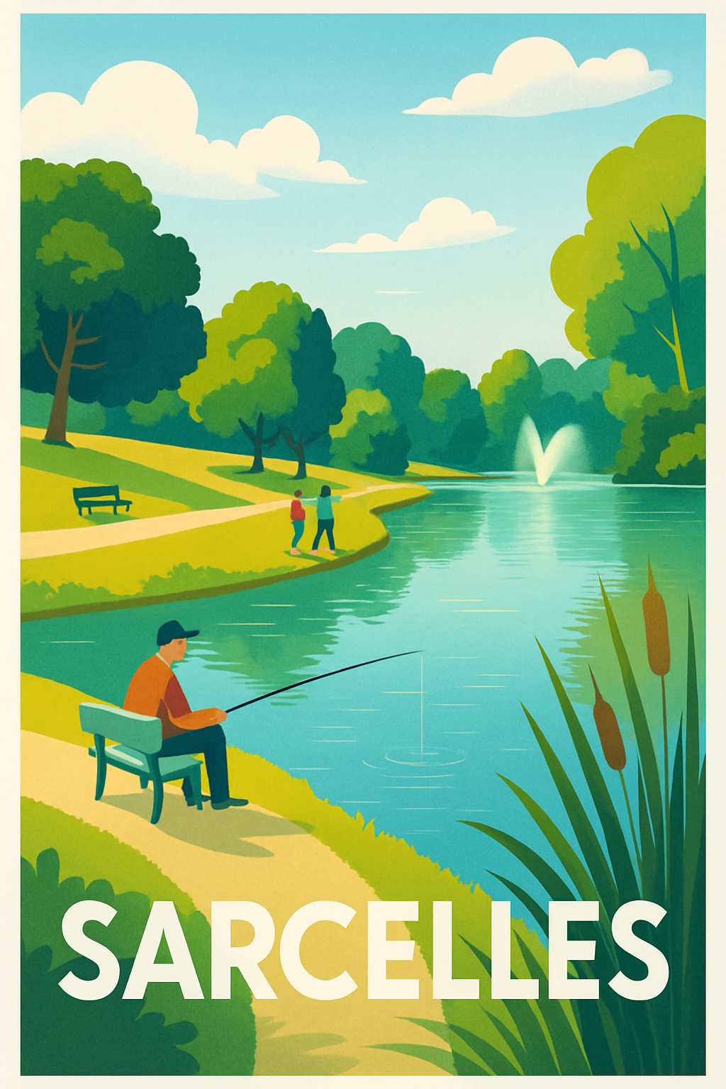 Affiche Sarcelles — Escapade paisible au bord de l'eau · poster d'art de Sarcelles