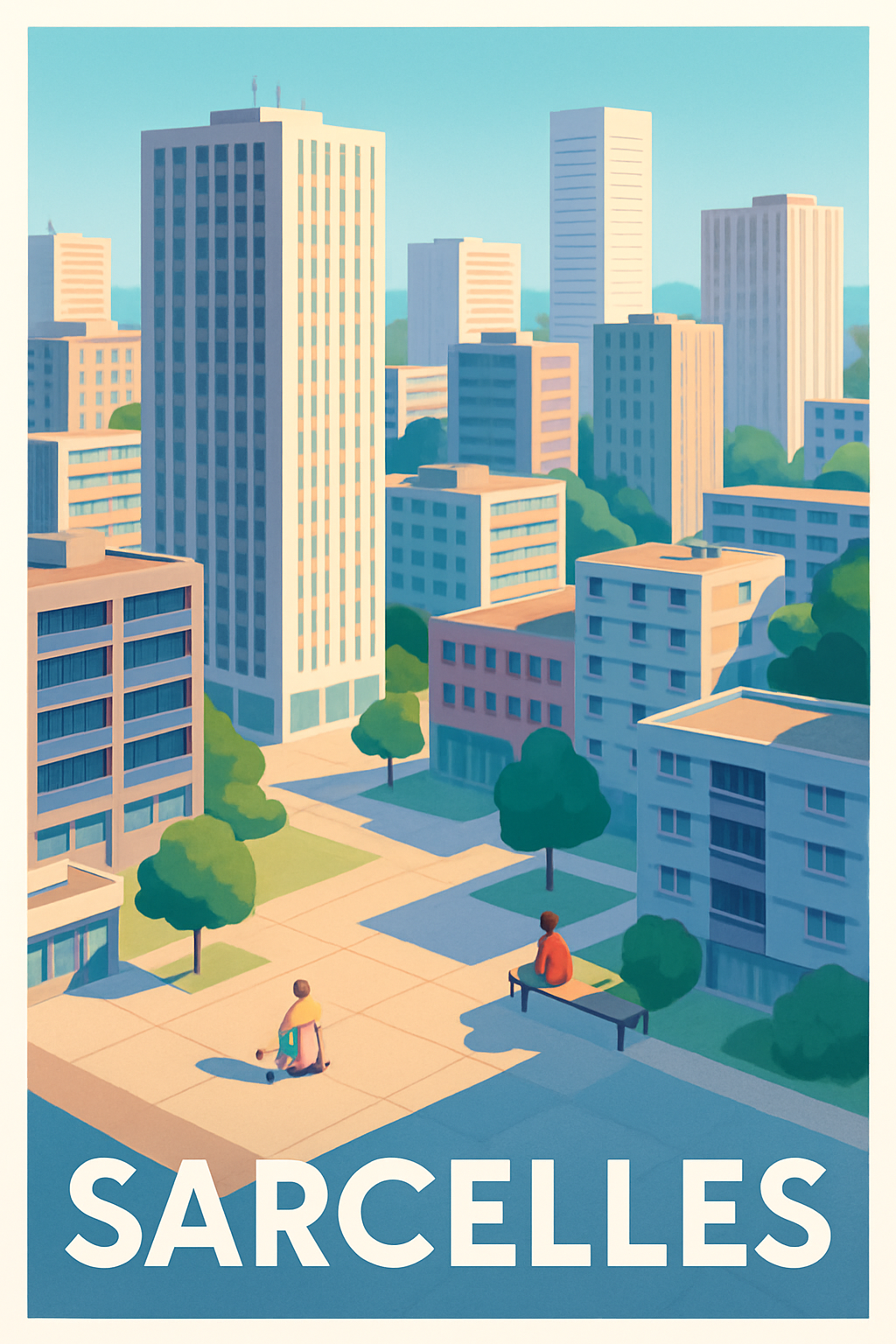 Val-d'Oise France Pas de Cadre / 20 × 30cm Affiche de Sarcelles - Sérénité urbaine et douceur de vivre