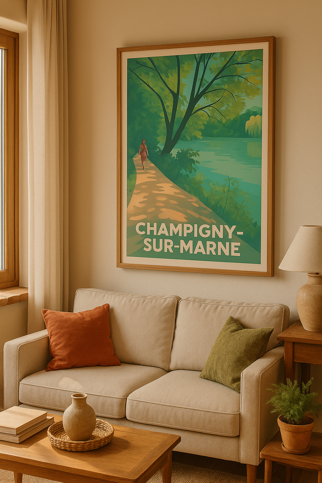 Val-de-Marne France Affiche de Champigny-sur-Marne - Promenade au bord de l'eau