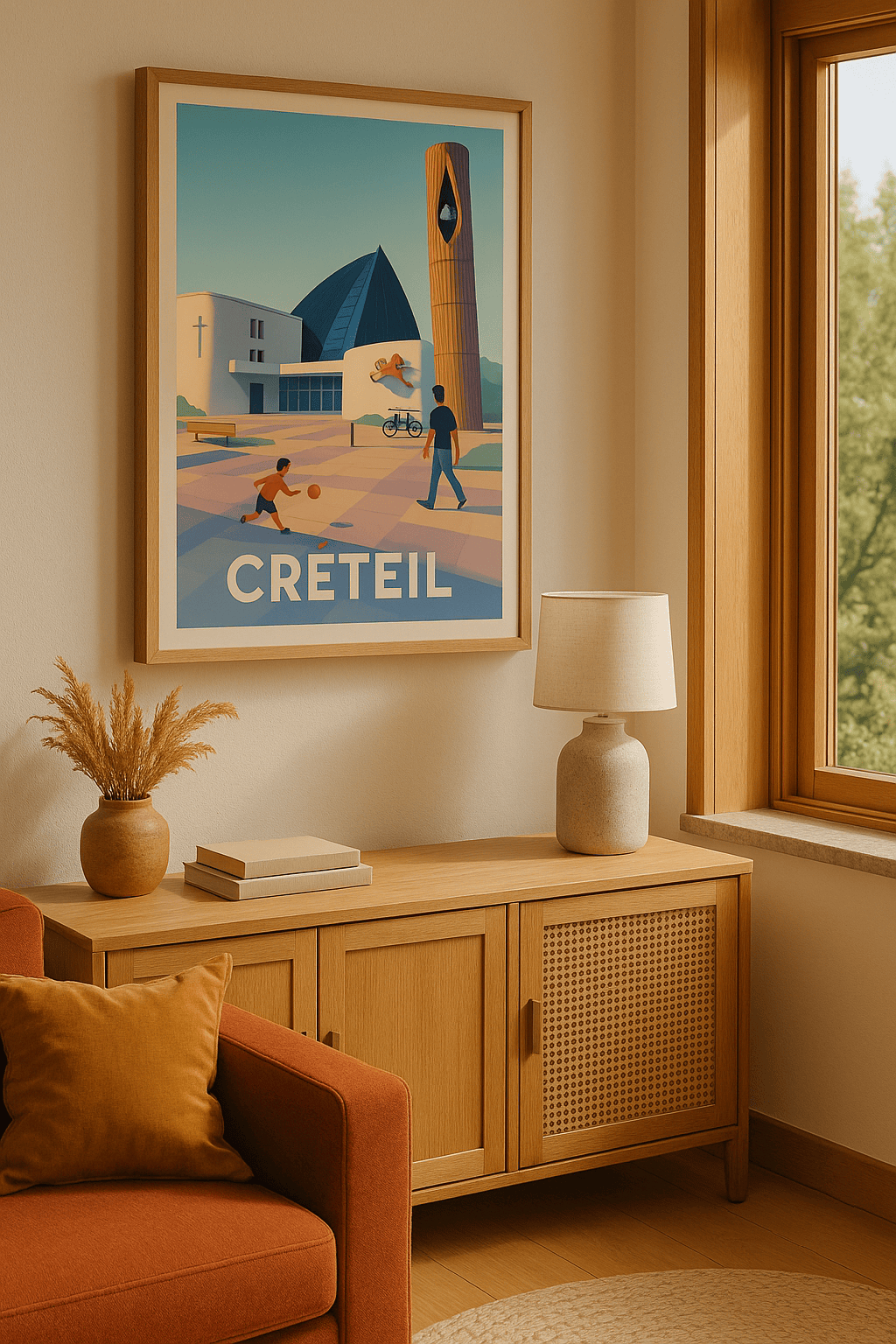 Val-de-Marne France Affiche de Créteil - Une pause ensoleillée au cœur de la ville