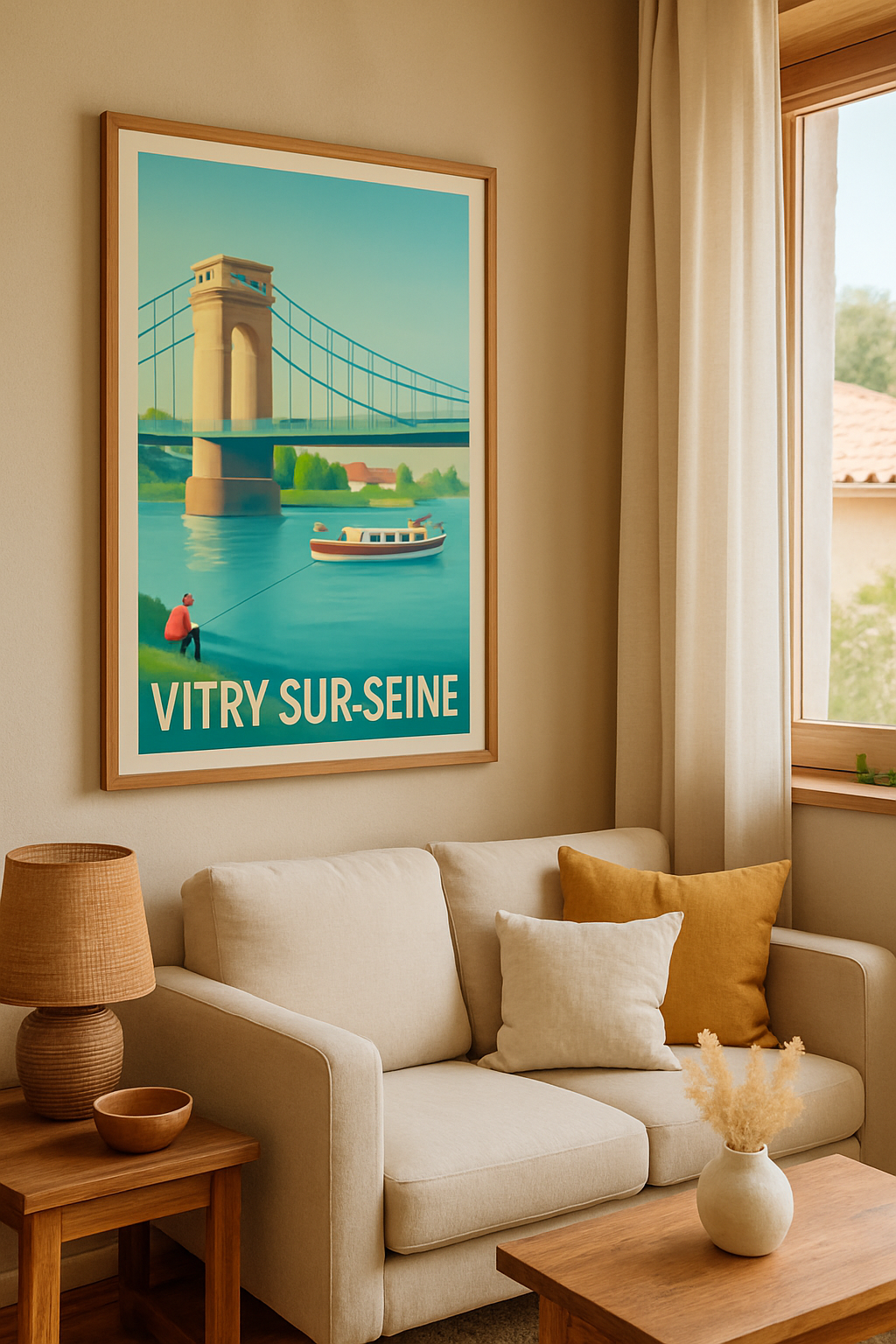 Val-de-Marne France Affiche de Vitry-sur-Seine - Tranquillité au fil de l'eau
