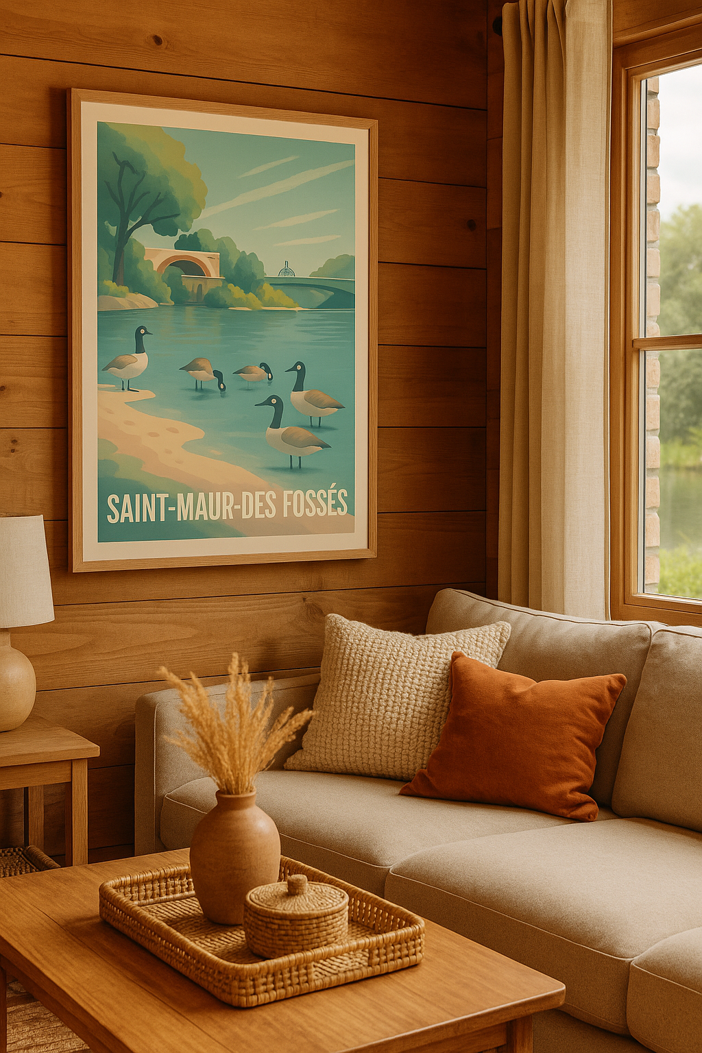 Val-de-Marne France Affiche Saint-Maur-des-Fossés - L'élégance paisible de la rivière