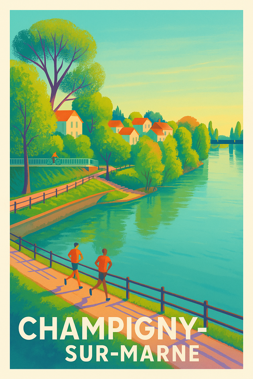Val-de-Marne France Pas de Cadre / 20 × 30cm Affiche de Champigny-sur-Marne - Nature et tranquillité riveraine