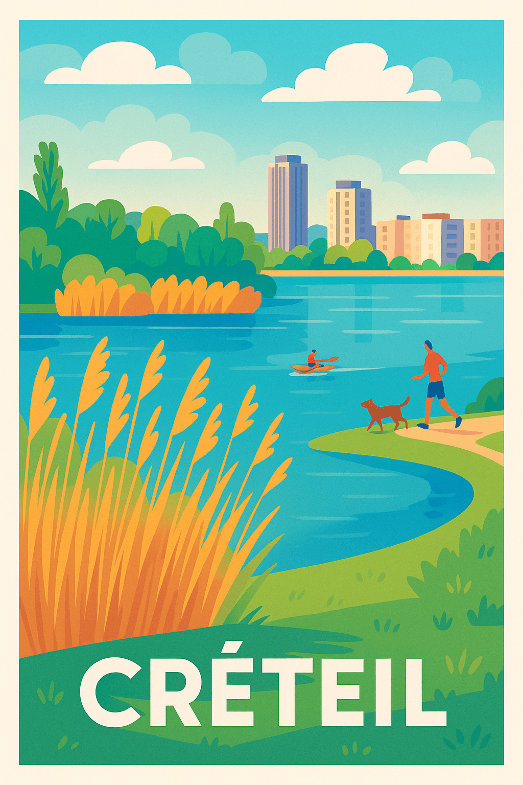 Val-de-Marne France Pas de Cadre / 20 × 30cm Affiche de Créteil - Évasion nature en cœur de ville