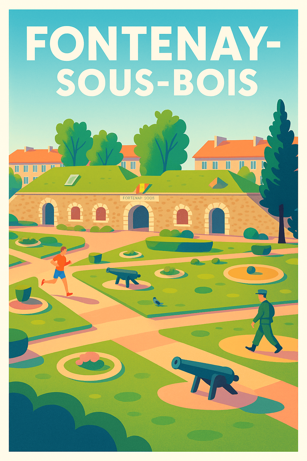 Val-de-Marne France Pas de Cadre / 20 × 30cm Affiche de Fontenay-sous-Bois - Charme et Sérénité au Coeur du Parc