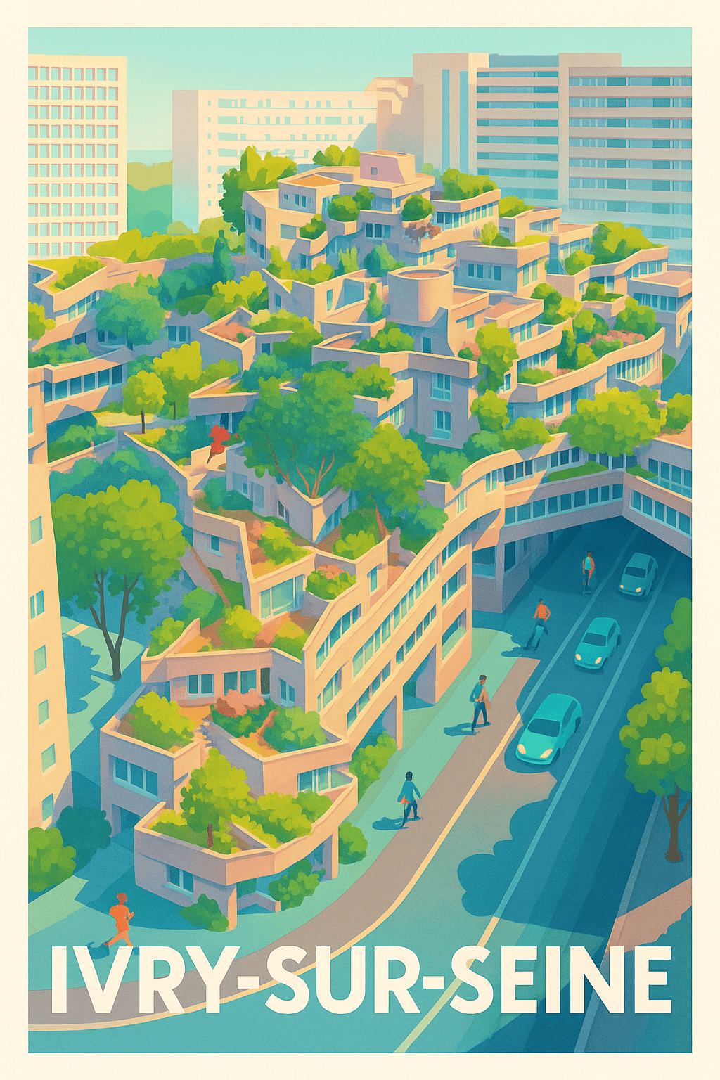 Val-de-Marne France Pas de Cadre / 20 × 30cm Affiche de Ivry-sur-Seine - L’urbanisme végétal en pleine lumière