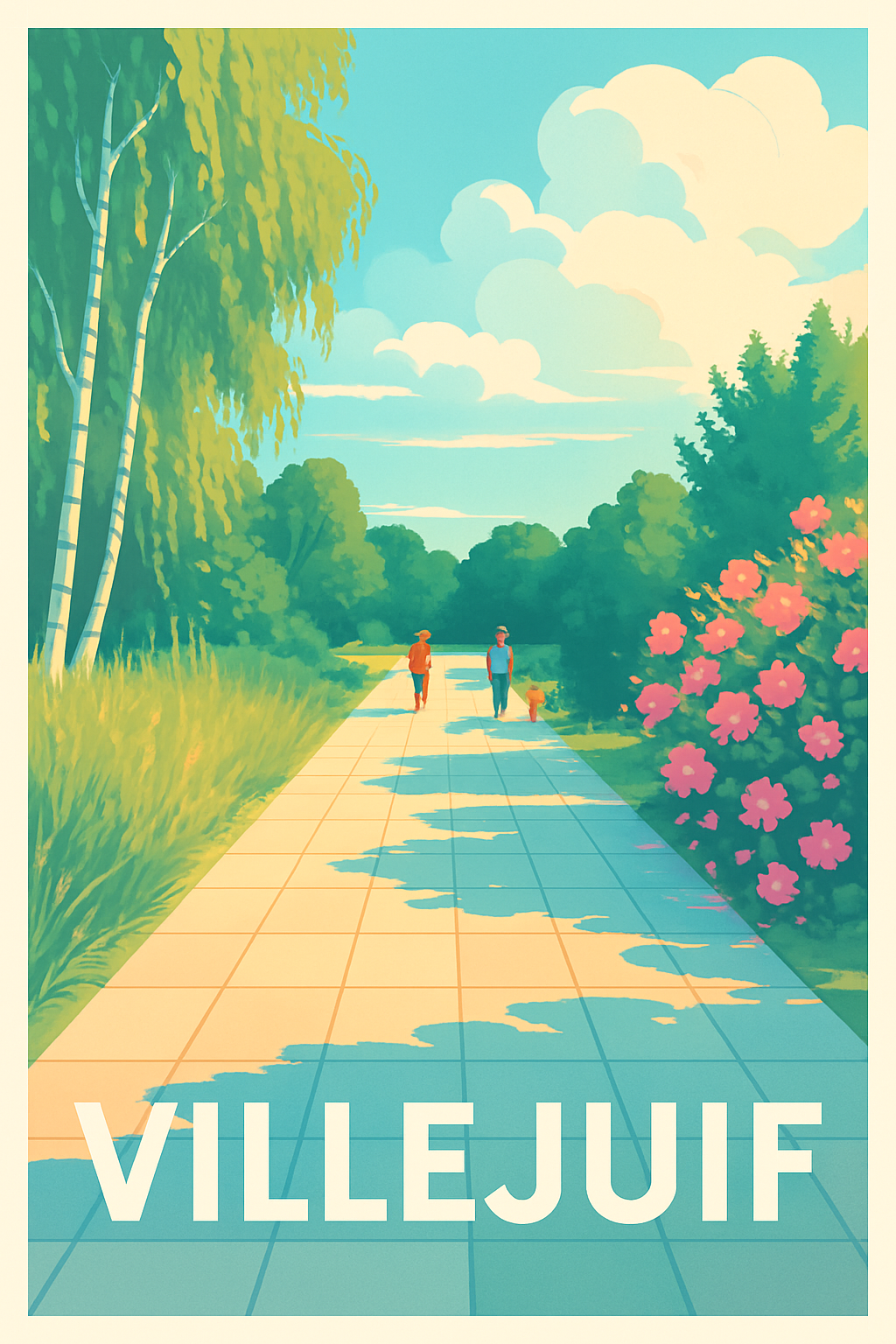 Val-de-Marne France Pas de Cadre / 20 × 30cm Affiche de Villejuif - Promenade printanière ensoleillée
