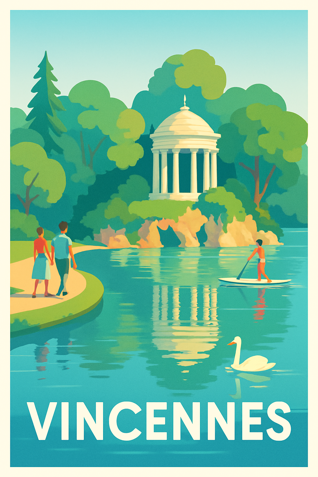 Val-de-Marne France Pas de Cadre / 20 × 30cm Affiche de Vincennes - Sérénité au cœur du parc