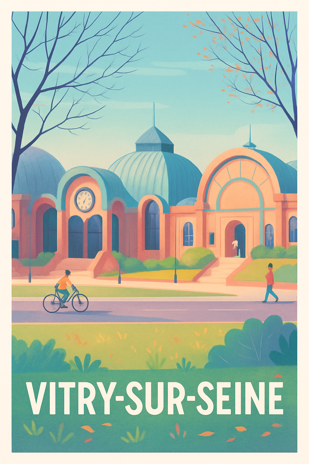 Val-de-Marne France Pas de Cadre / 20 × 30cm Affiche de Vitry-sur-Seine - Charme architectural et douceur de vivre