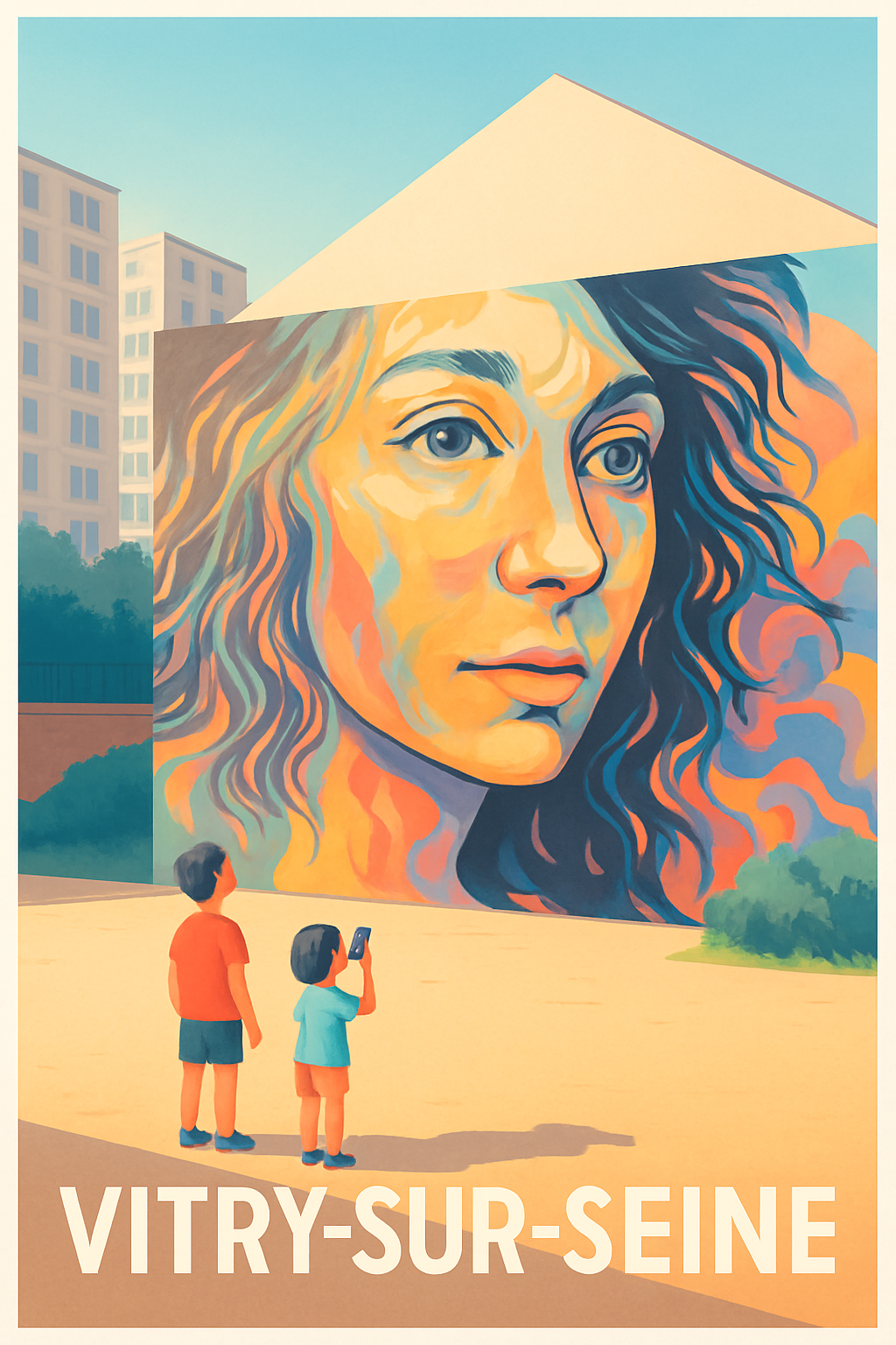 Val-de-Marne France Pas de Cadre / 20 × 30cm Affiche de Vitry-sur-Seine - Portraits urbains et street art captivants