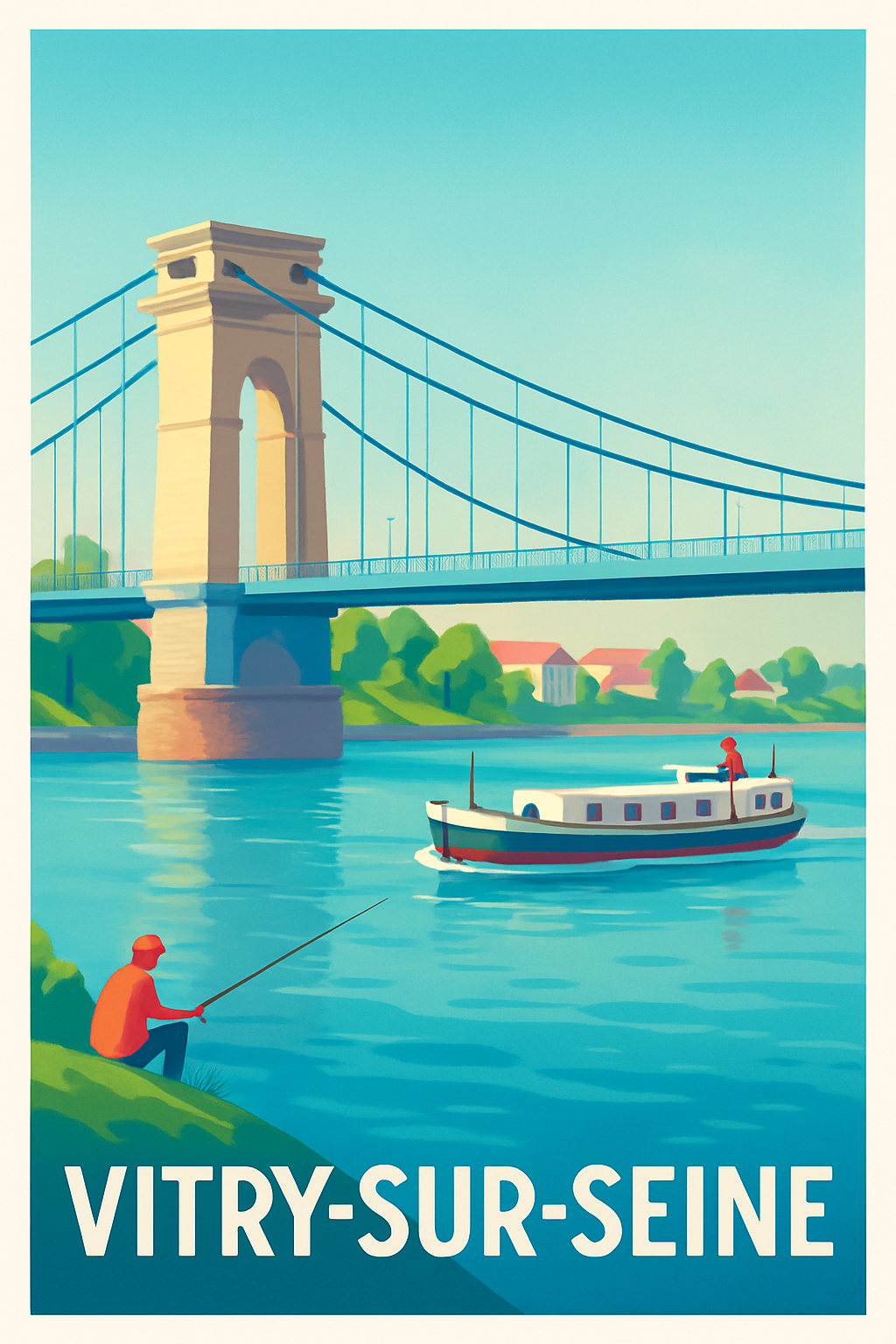 Val-de-Marne France Pas de Cadre / 20 × 30cm Affiche de Vitry-sur-Seine - Tranquillité au fil de l'eau