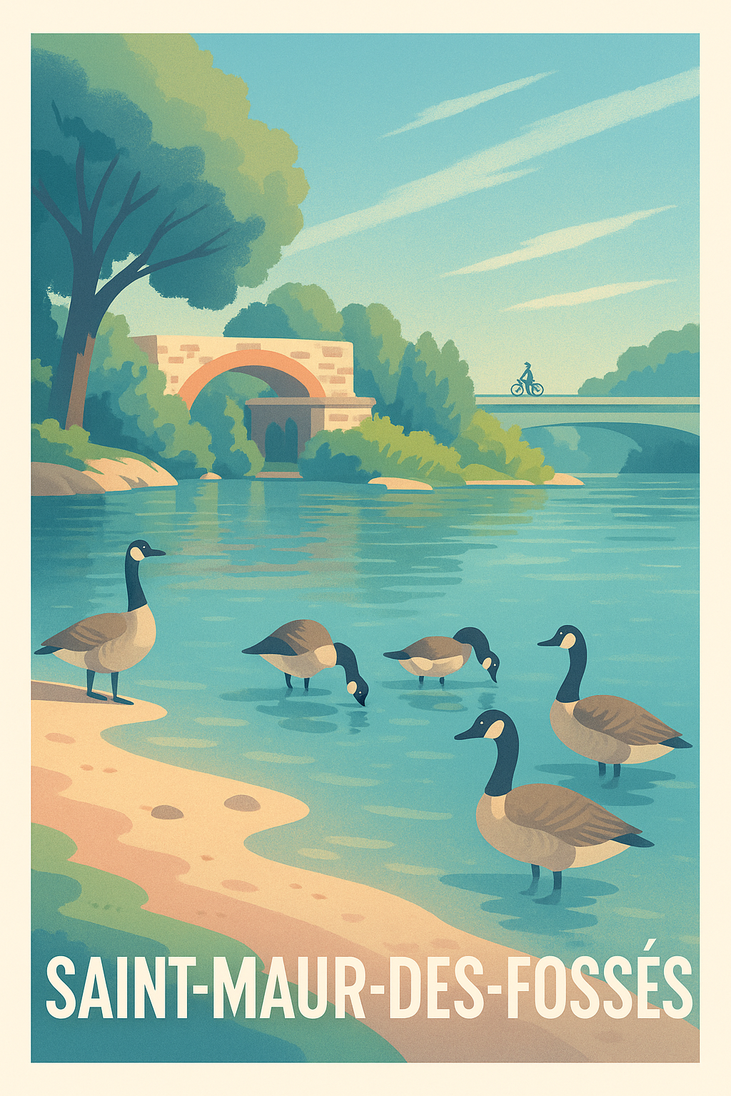 Val-de-Marne France Pas de Cadre / 20 × 30cm Affiche Saint-Maur-des-Fossés - L'élégance paisible de la rivière