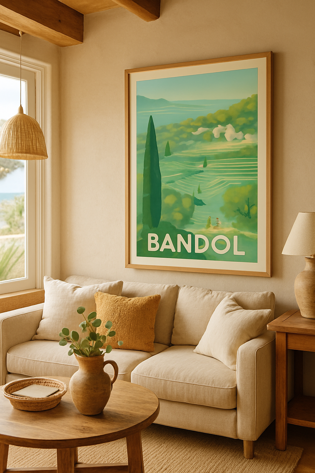 Affiche Bandol — Échappée verte en bord de mer · poster d'art de Bandol
