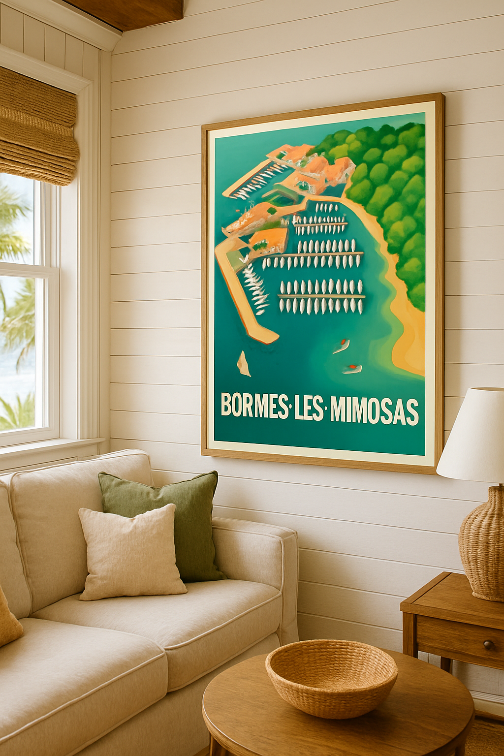 Affiche Bormes-les-Mimosas — Escapade marine en Méditerranée · poster d'art de Bormes-les-Mimosas