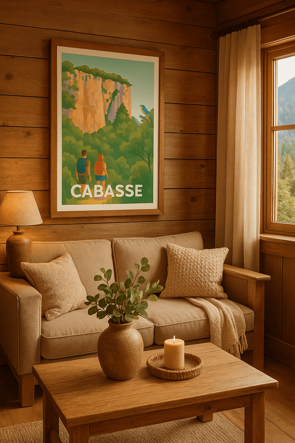 Affiche Cabasse — Évasion naturelle entre falaises et verdure · poster d'art de Cabasse
