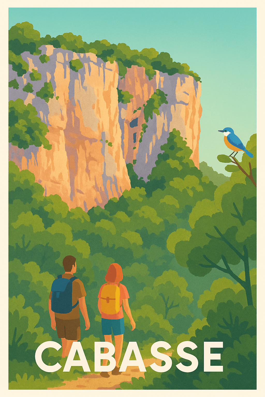 Affiche Cabasse — Évasion naturelle entre falaises et verdure · poster d'art de Cabasse
