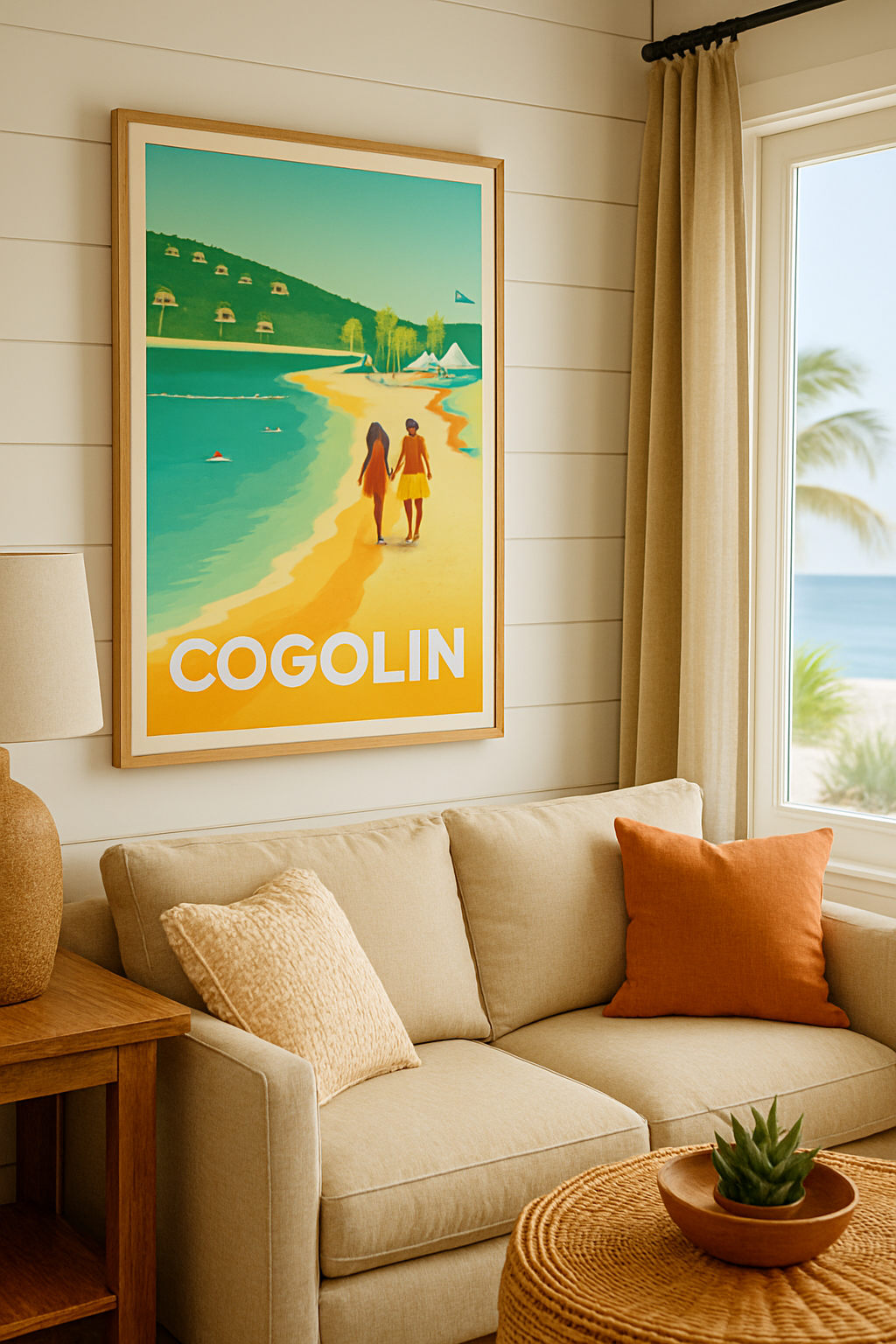 Affiche Cogolin — Douceur et farniente sur la plage · poster d'art de Cogolin