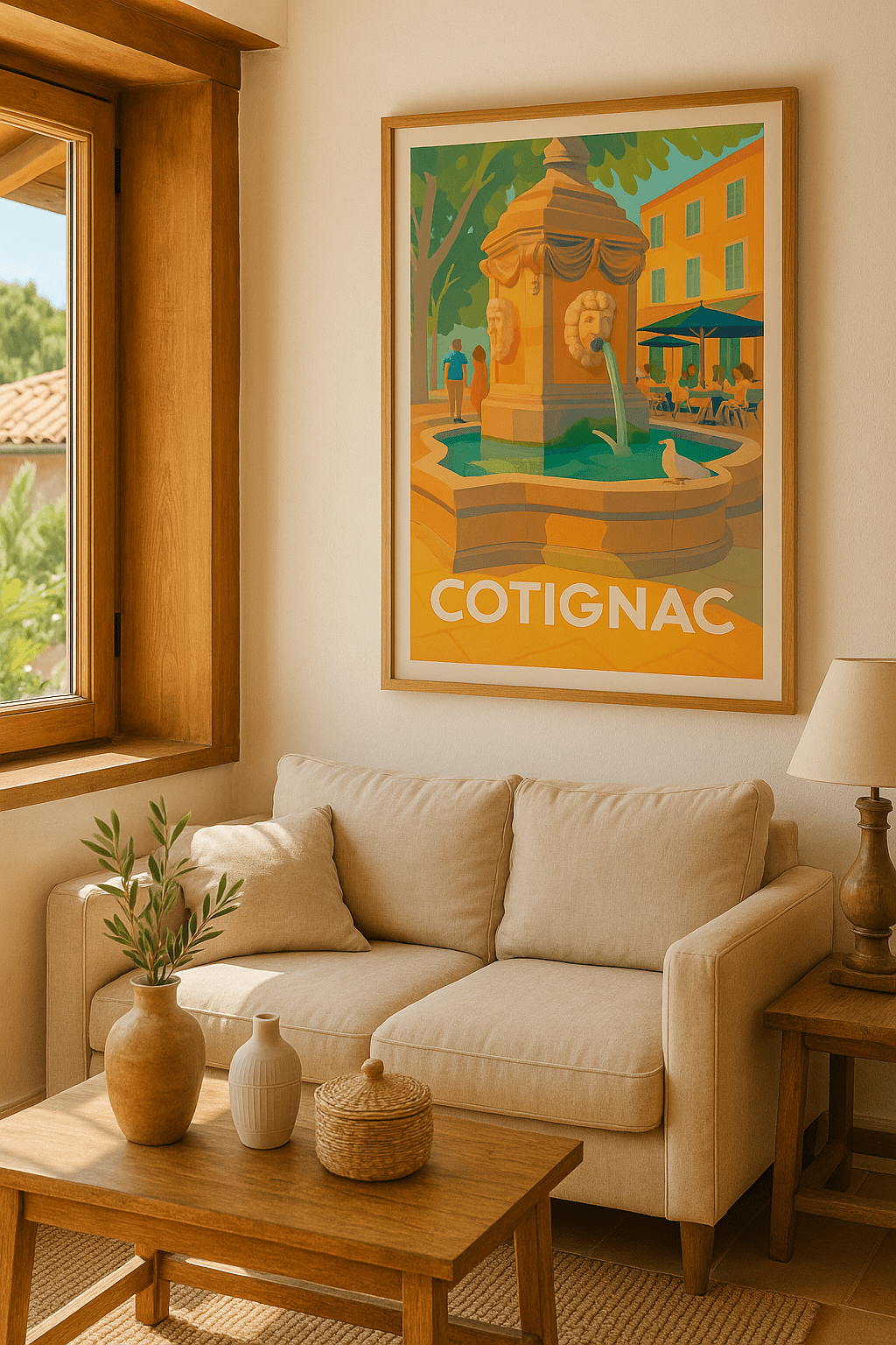 Var France Affiche de Cotignac - La fontaine au charme provençal