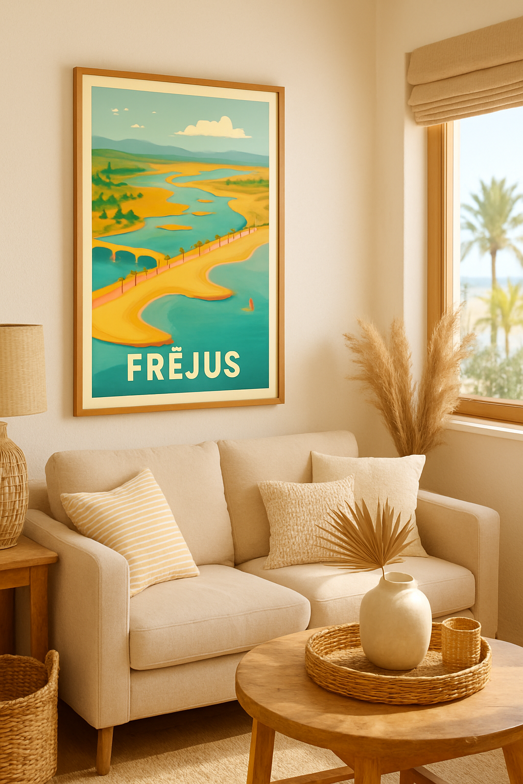 Affiche Fréjus — Le charme naturel en bord de mer · poster d'art de Fréjus