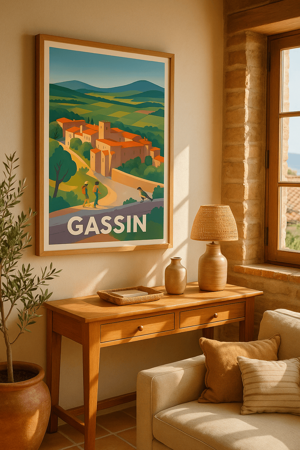 Affiche Gassin — Village perché et panoramas ensoleillés · poster d'art de Gassin