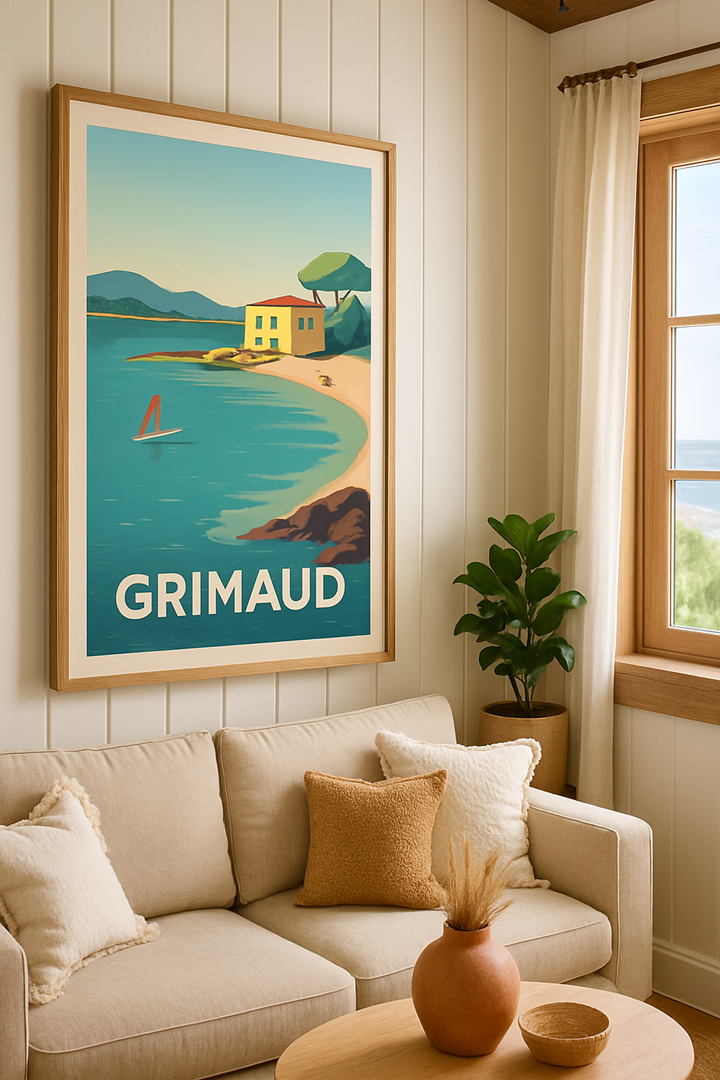 Affiche Grimaud — Évasion Méditerranéenne en Douceur · poster d'art de Grimaud