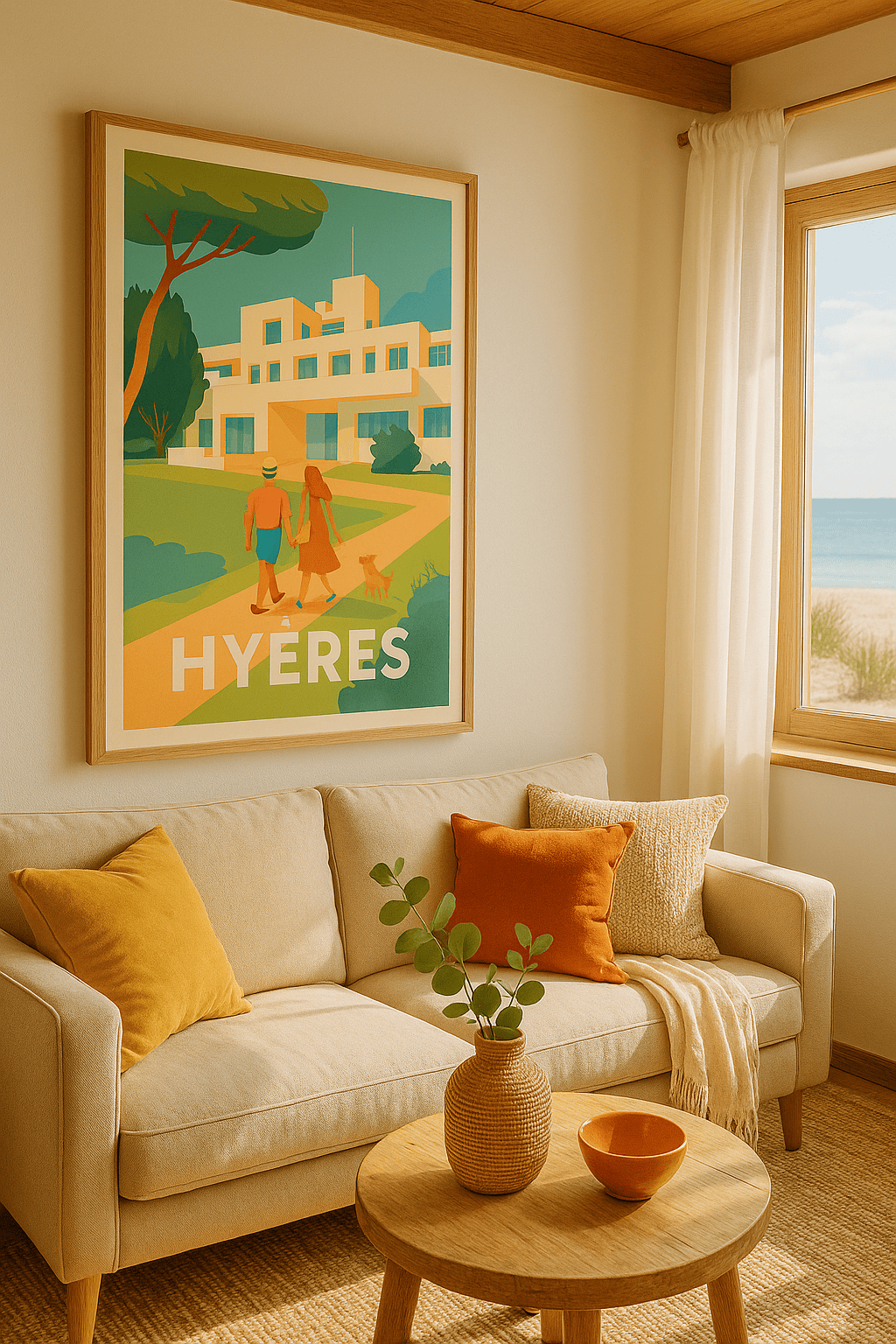 Affiche Hyères — Promenade ensoleillée à la Villa Noailles · poster d'art de Hyères