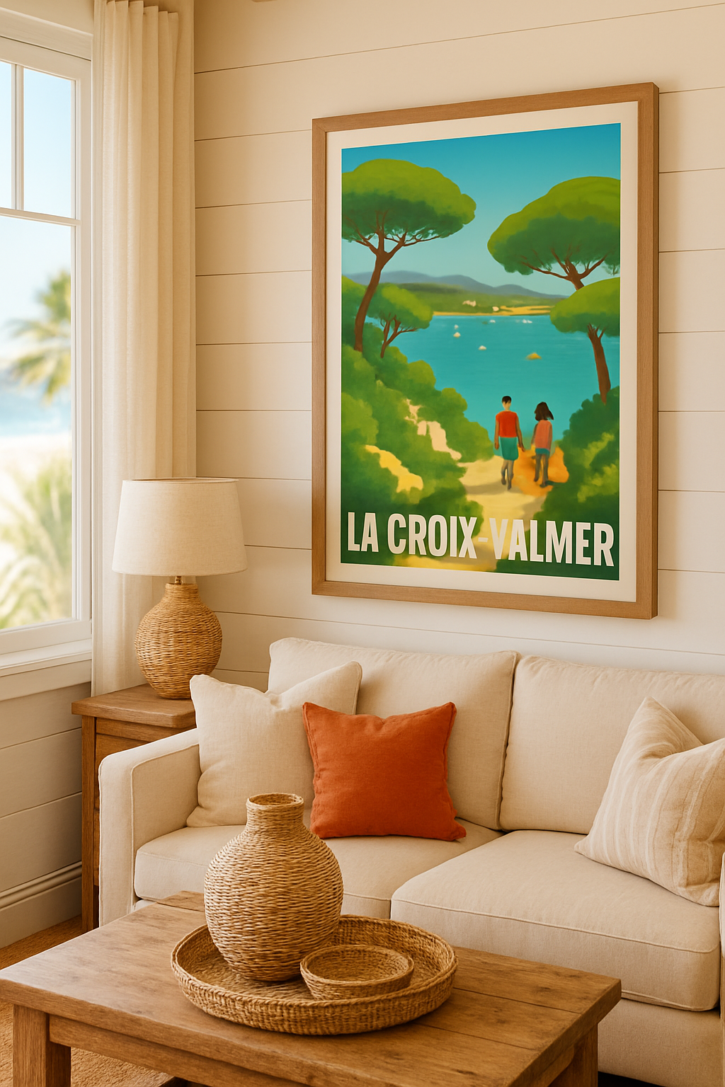 Affiche La Croix-Valmer — Escapade romantique en bord de mer · poster d'art de La Croix-Valmer