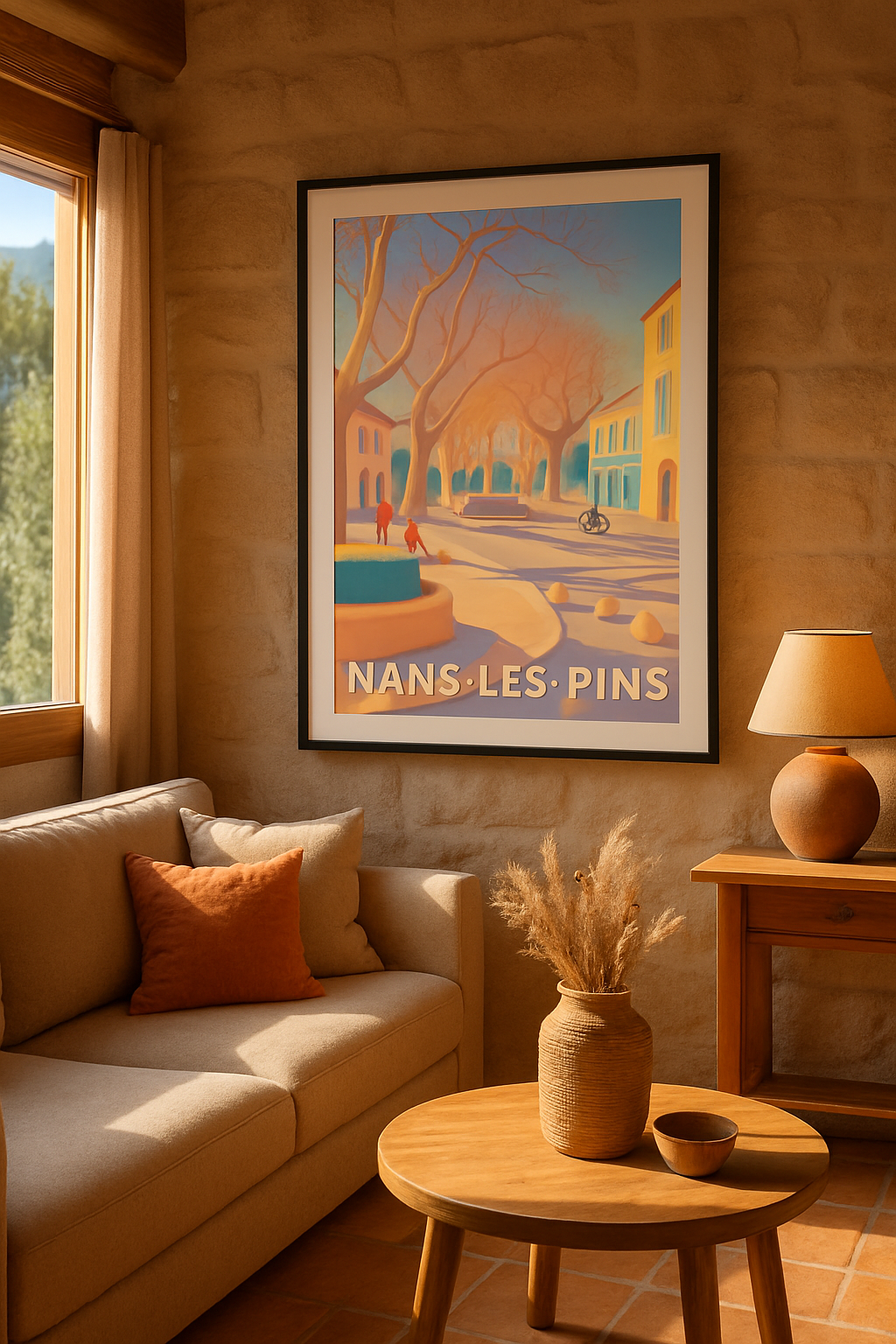 Affiche Nans-les-Pins — Charme paisible et lumières d'été · poster d'art de Nans-les-Pins