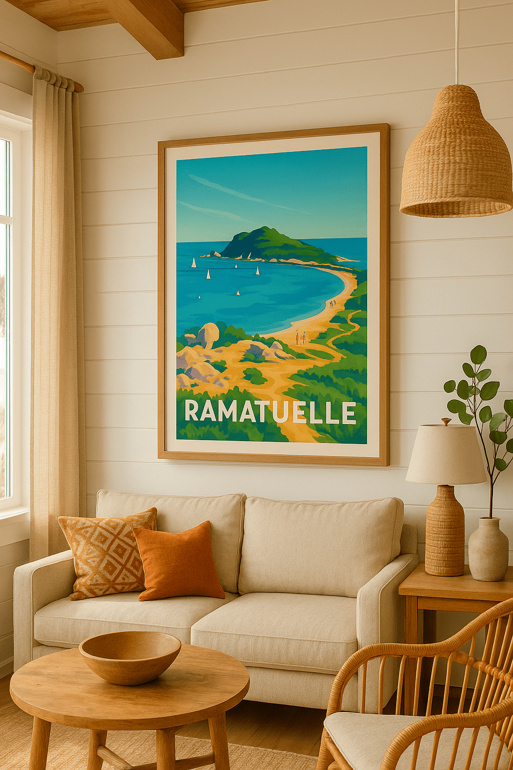 Affiche Ramatuelle — Évasion méditerranéenne au bord de la mer · poster d'art de Ramatuelle