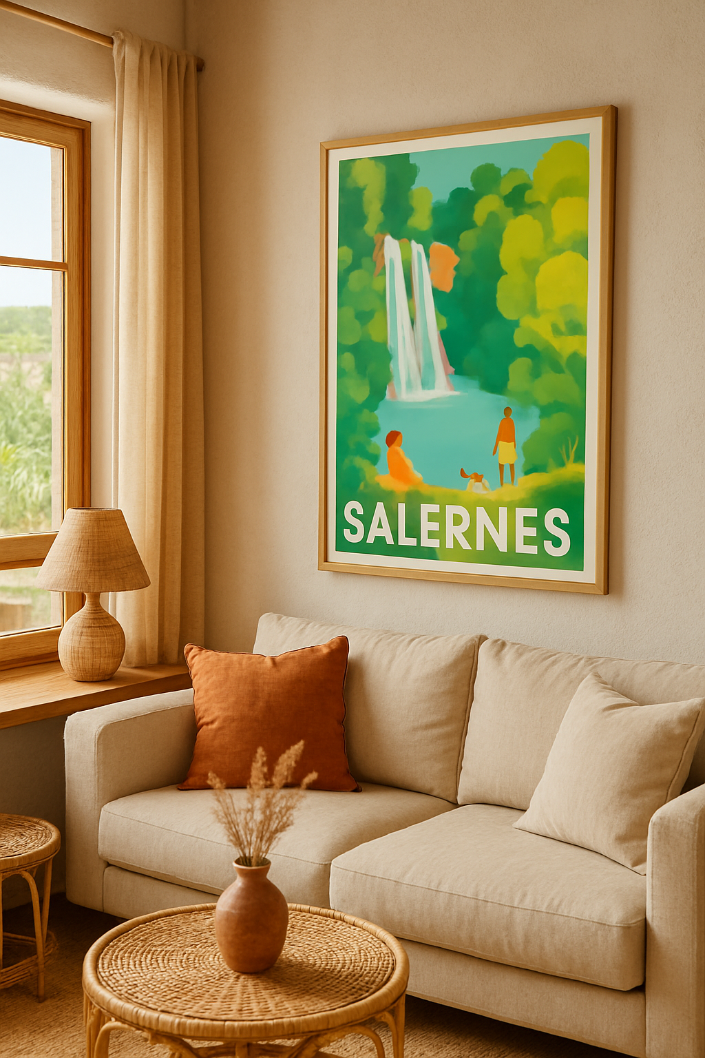 Affiche Salernes — Évasion nature et cascade rafraîchissante · poster d'art de Salernes