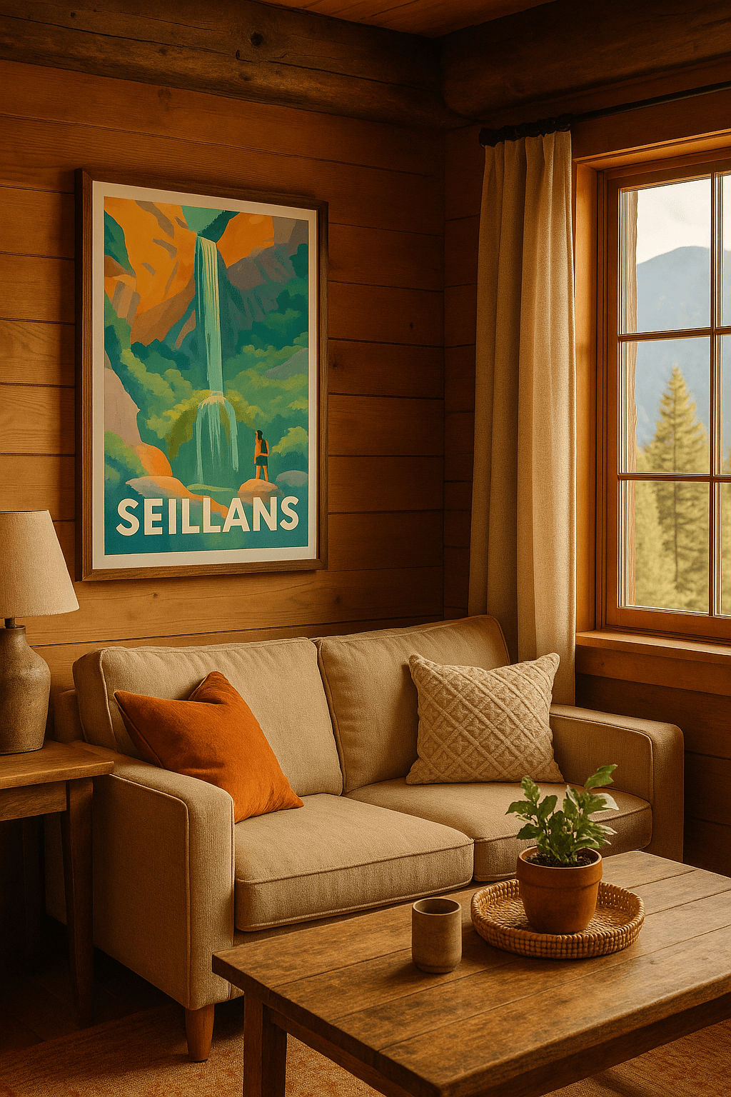 Affiche Seillans — L'émerveillement de la cascade naturelle · poster d'art de Seillans