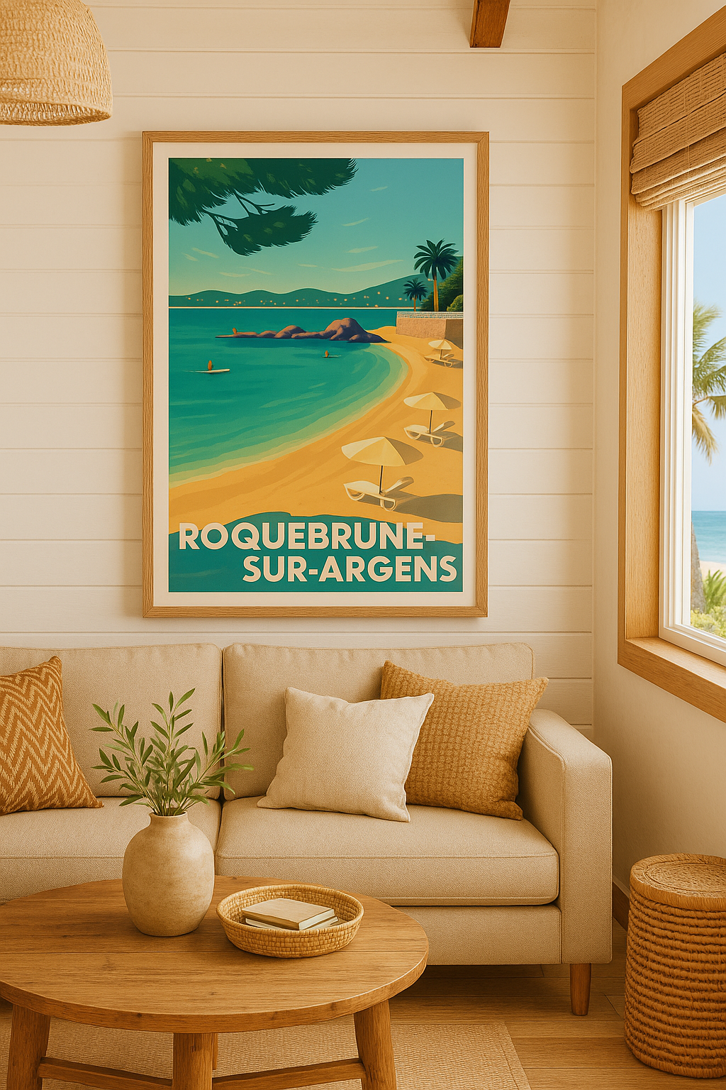 Affiche Roquebrune-sur-Argens — Évasion méditerranéenne en bord de mer · poster d'art de Roquebrune-sur-Argens
