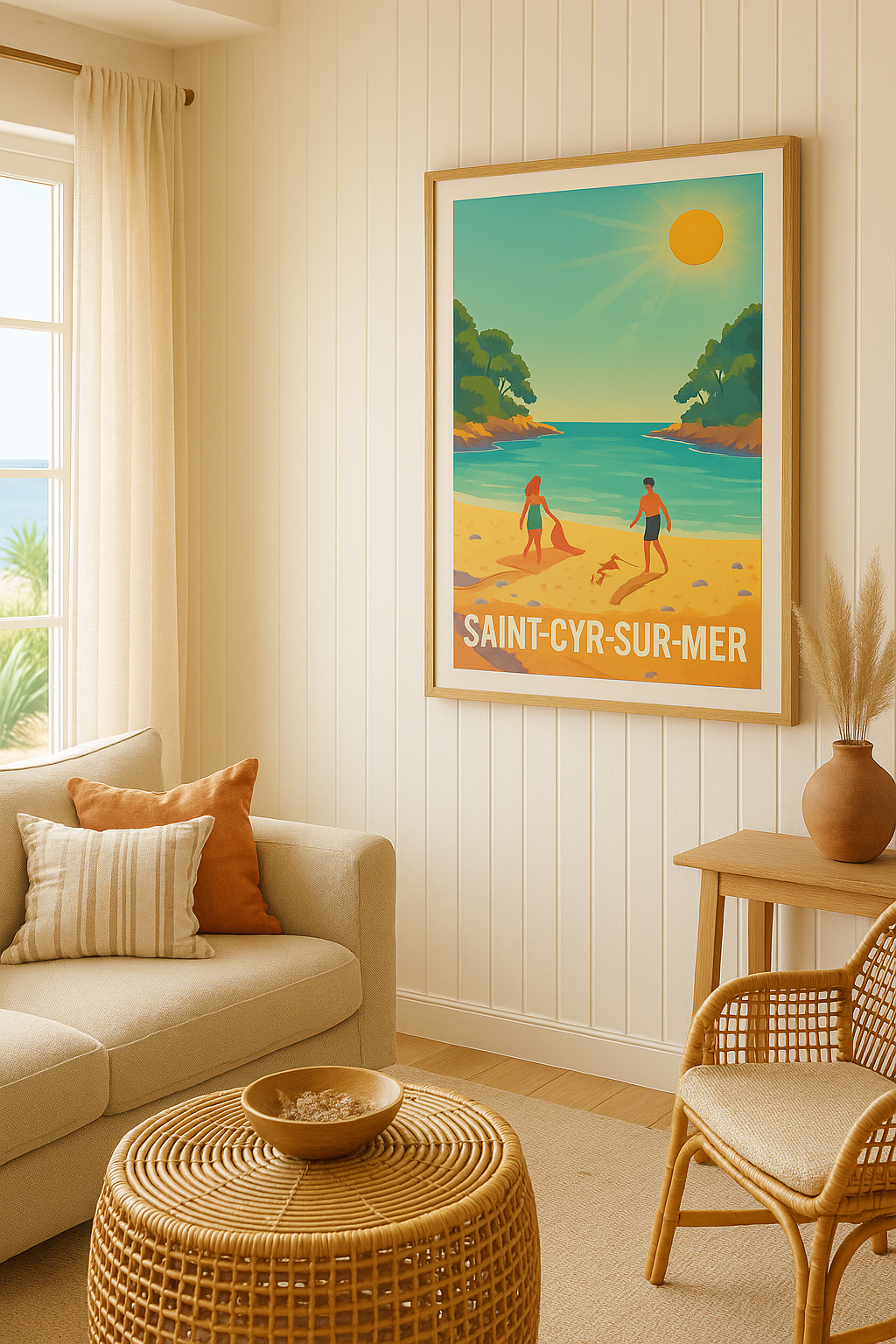 Affiche Saint-Cyr-sur-Mer — Escapade ensoleillée au bord de l'eau · poster d'art de Saint-Cyr-sur-Mer