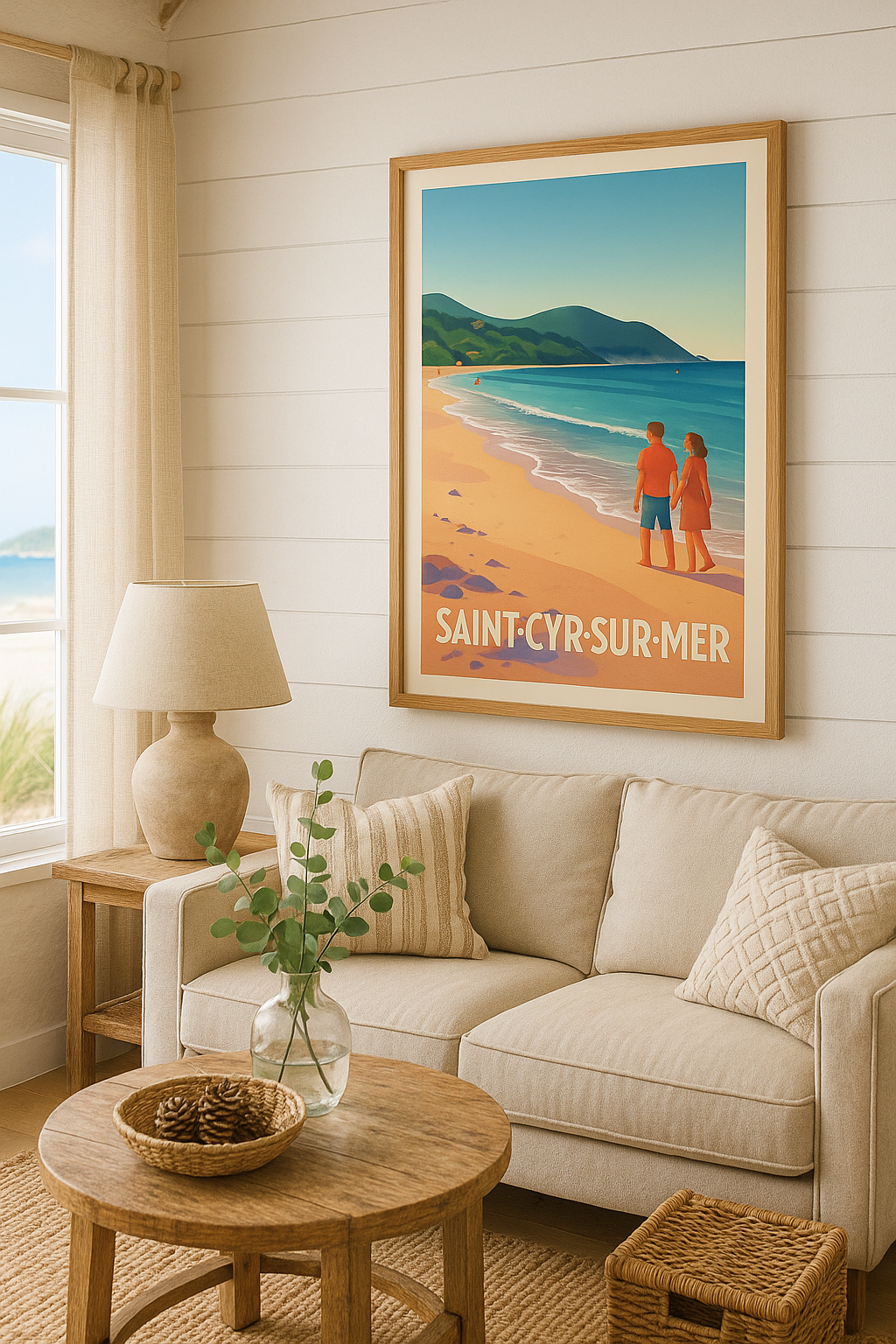Affiche Saint-Cyr-sur-Mer — Promenade romantique au bord de la Méditerranée · poster d'art de Saint-Cyr-sur-Mer