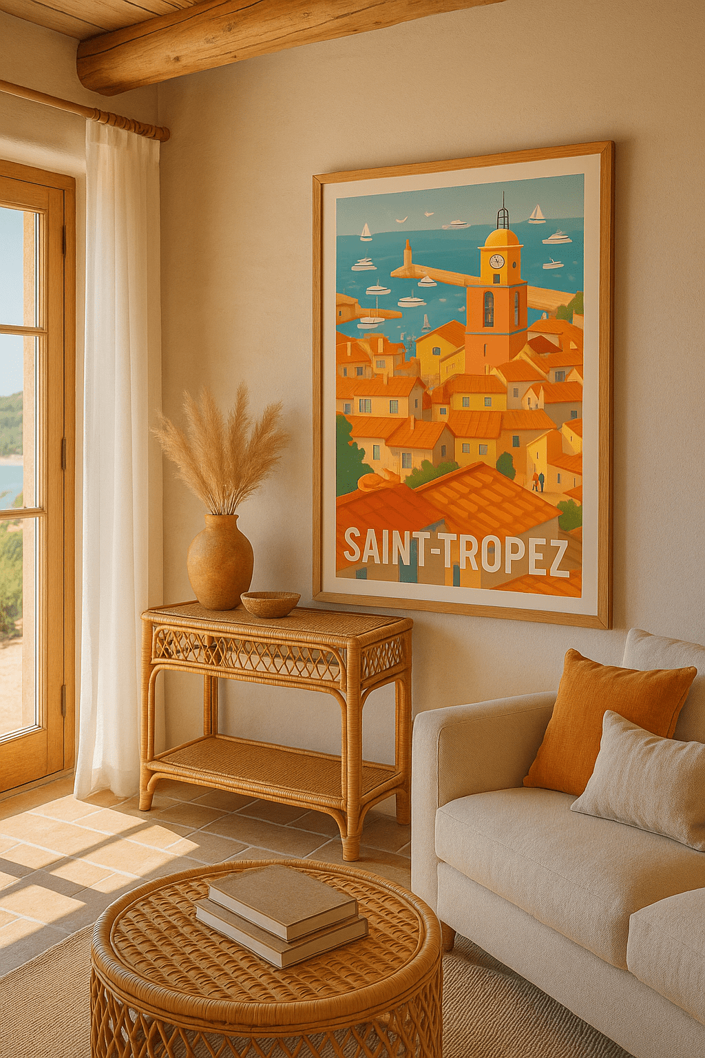 Affiche Saint-Tropez - Le charme méditerranéen en couleurs - Afich
